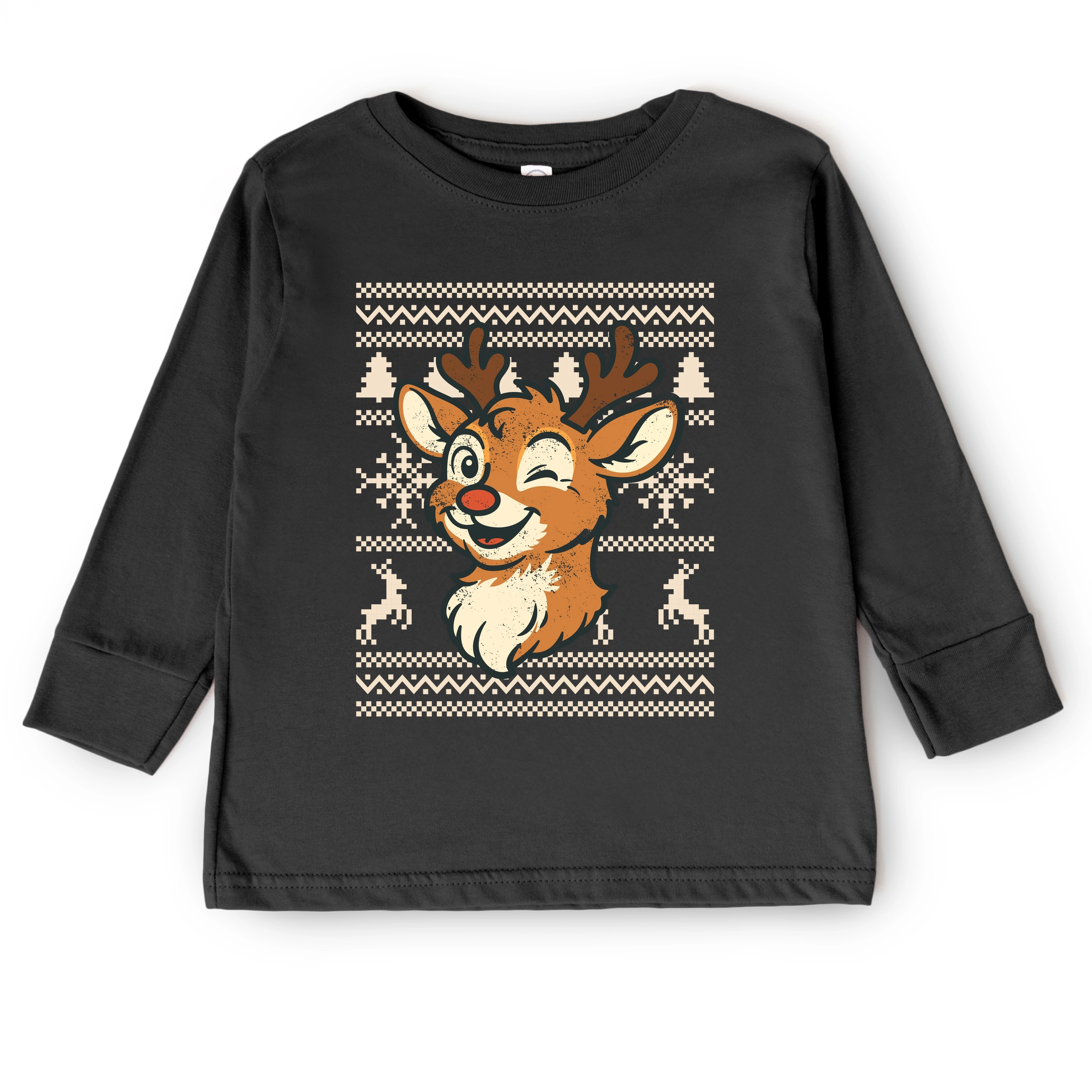 The Juniper Shop - Toddler Long Sleeve Graphic Tee Ugly Sweater Reindeer