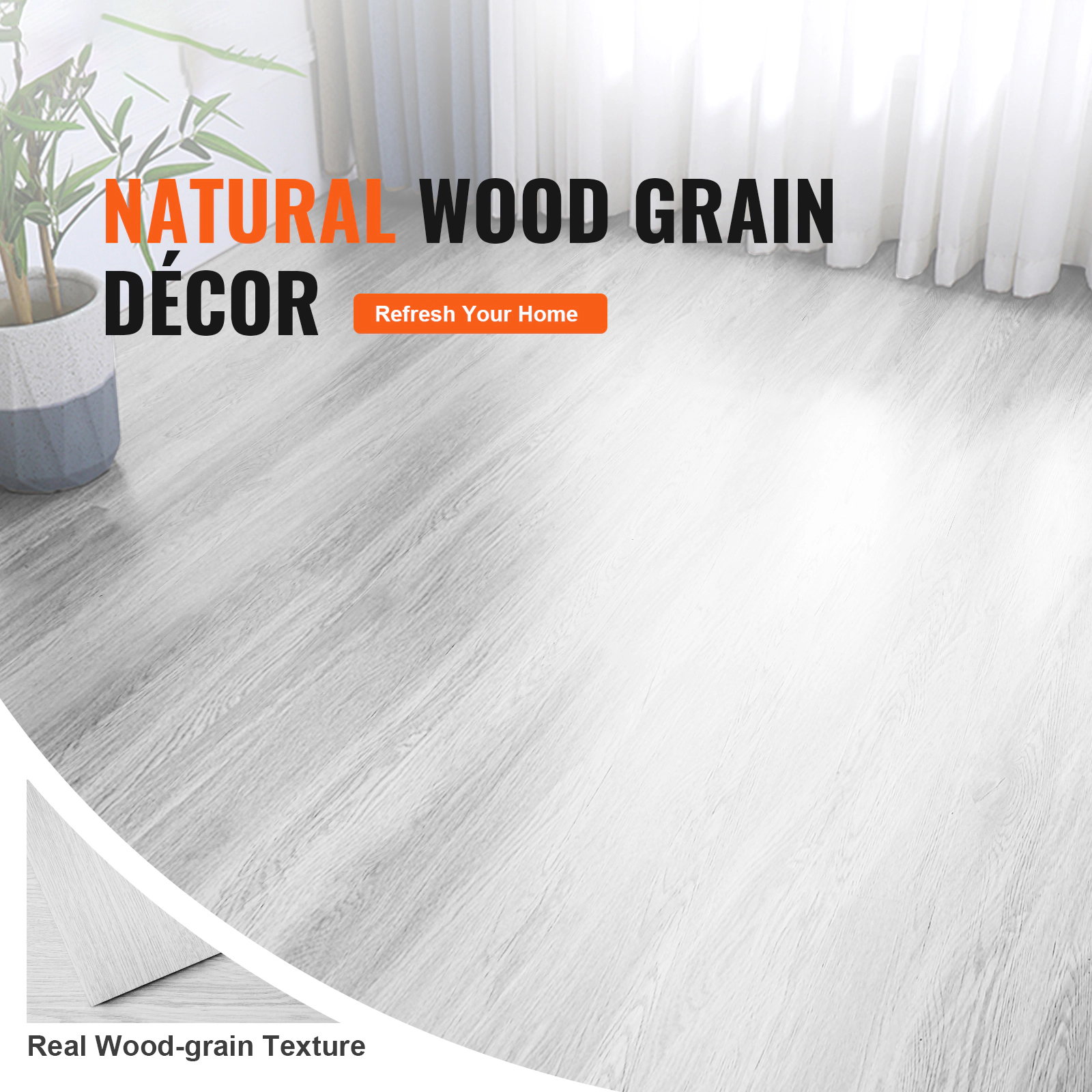 HONGGE Self Adhesive Vinyl Floor Tiles Peel & Stick Wood Grain DIY Flooring for Kitchen Dining Room Bedrooms &