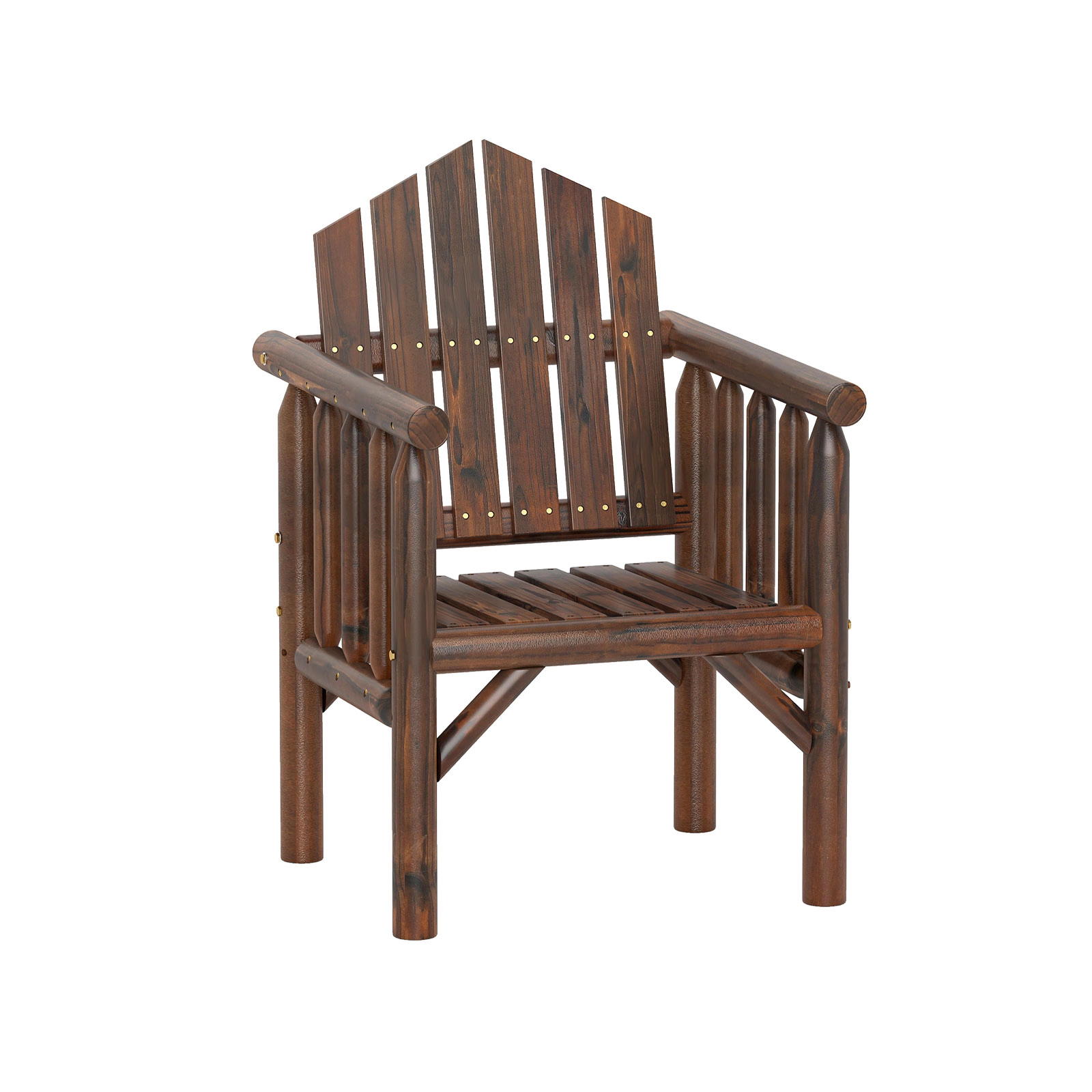 SUGIFT Outdoor Pine & Fir Wood Patio Dining Armchair 330-Lb Capacity 26-in Wide High Back Armrests Brown/Natural 1-Piece