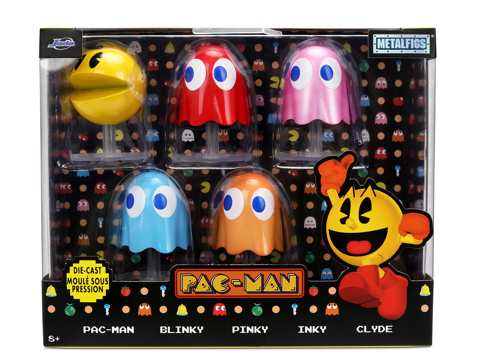 Jada Set of 5 Diecast Figures "Pac-Man" (1980) Video Game "Metalfigs" Series Diecast Models by Jada