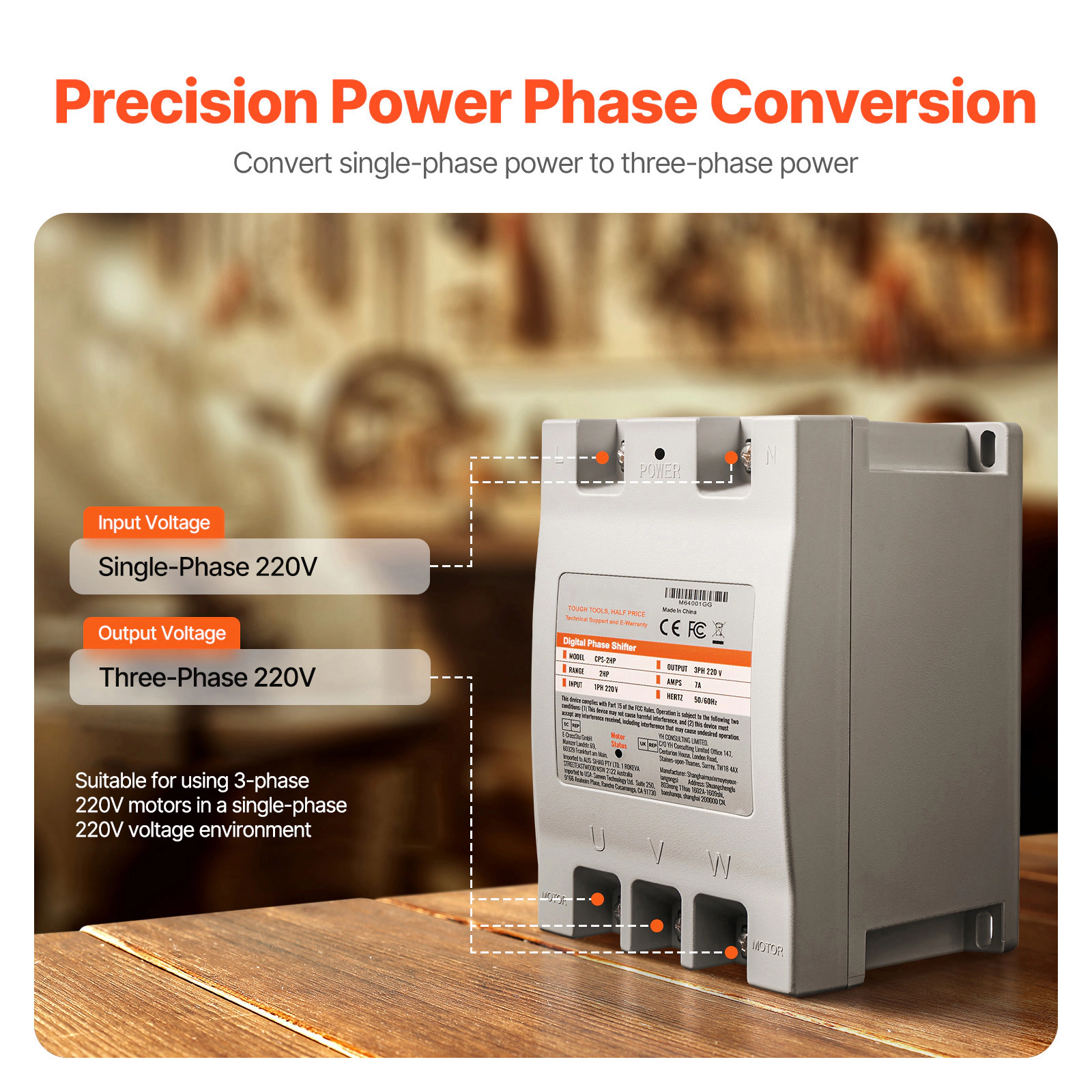 HONGGE 3 Phase Converter, 220V Single to Converter
