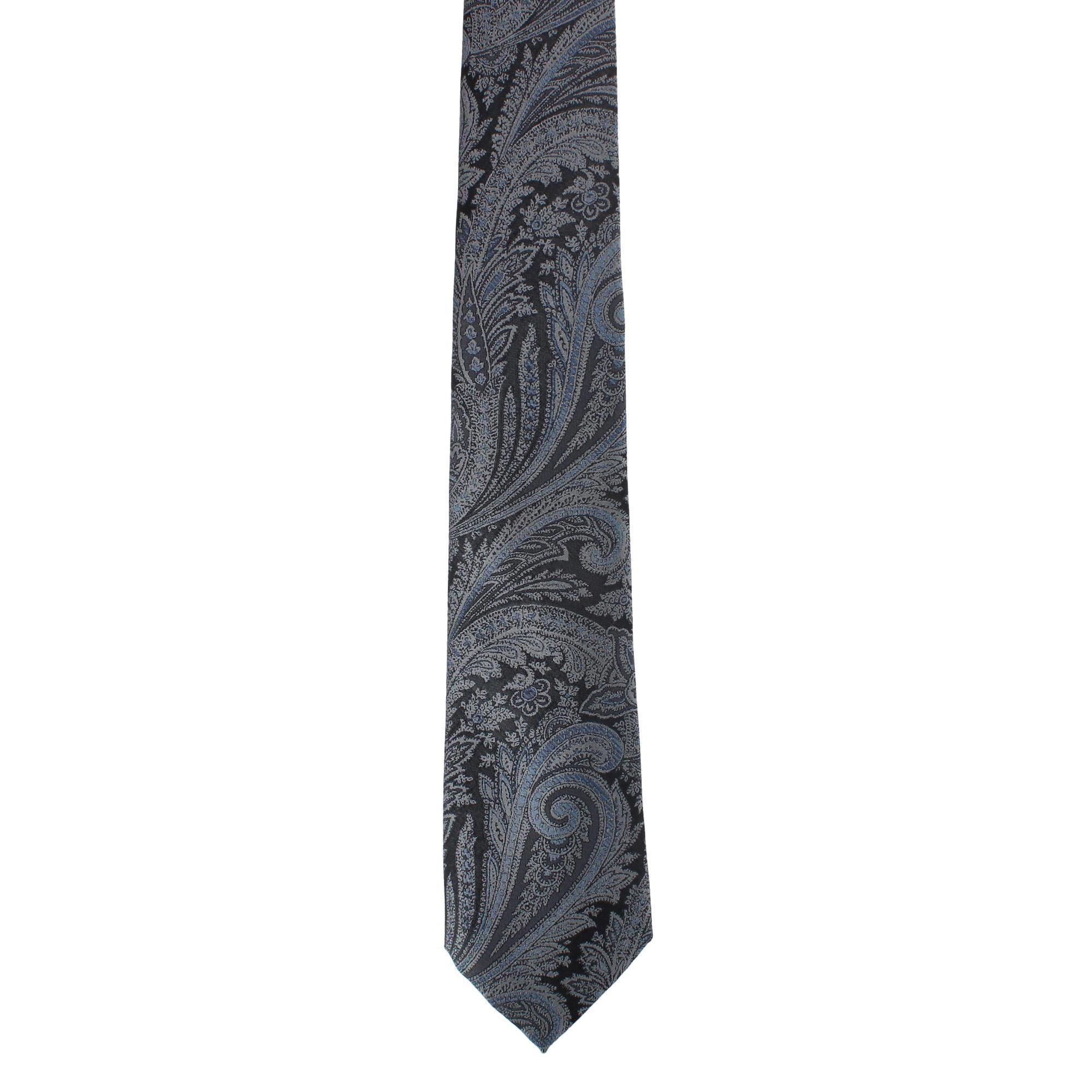 Essentials by Trafalgar Paisley Patterned Necktie and Solid Pocket Square Set