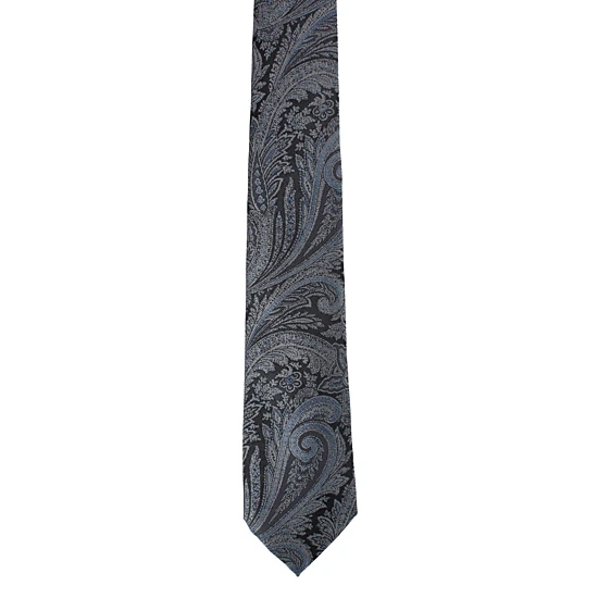 Essentials by Trafalgar Paisley Patterned Necktie and Solid Pocket Square Set