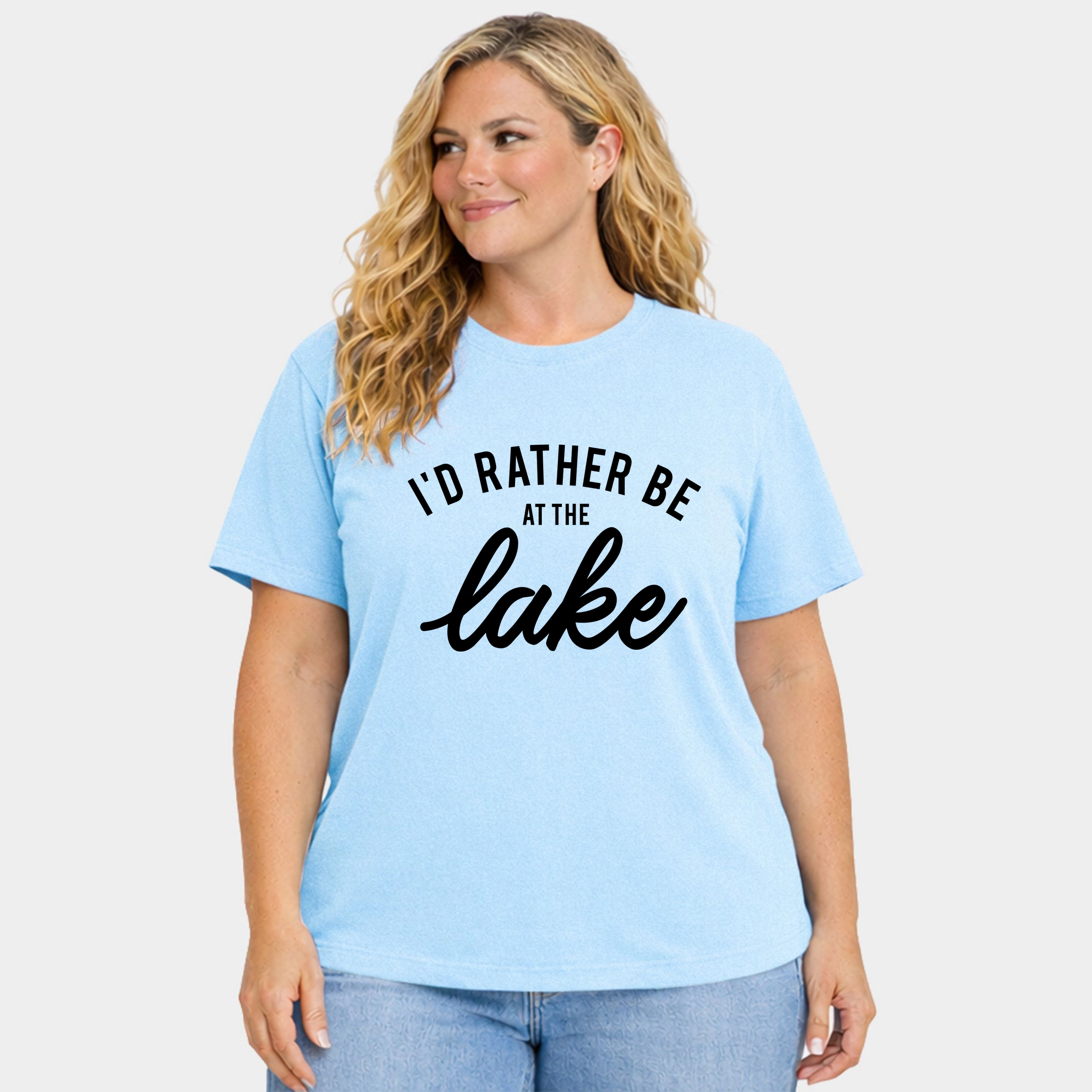 Simply Sage Market - I'd Rather Be At The Lake Women's Plus Sized Garment Dyed Graphic T-Shirt