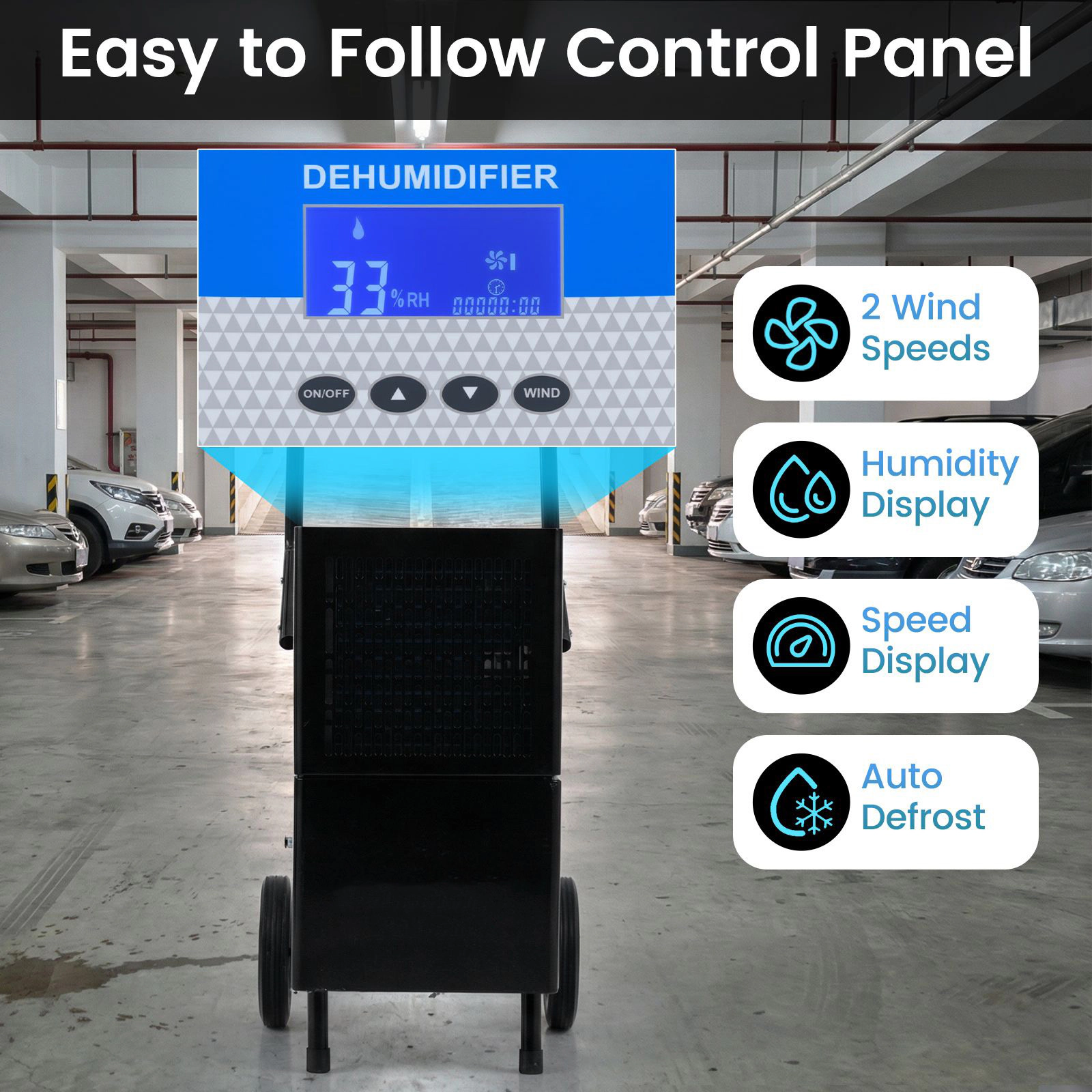 SlickBlue Large Space Dehumidifier, 189 Pints/Day, 41-95°F Operation