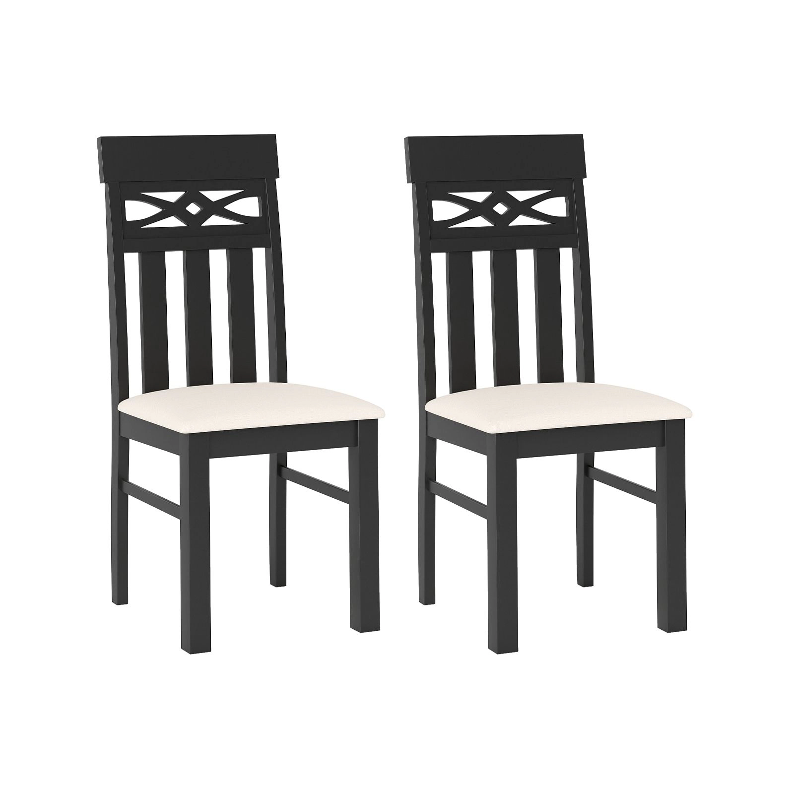 SlickBlue Farmhouse Dining Chairs High Back Rubber Wood Set of 2