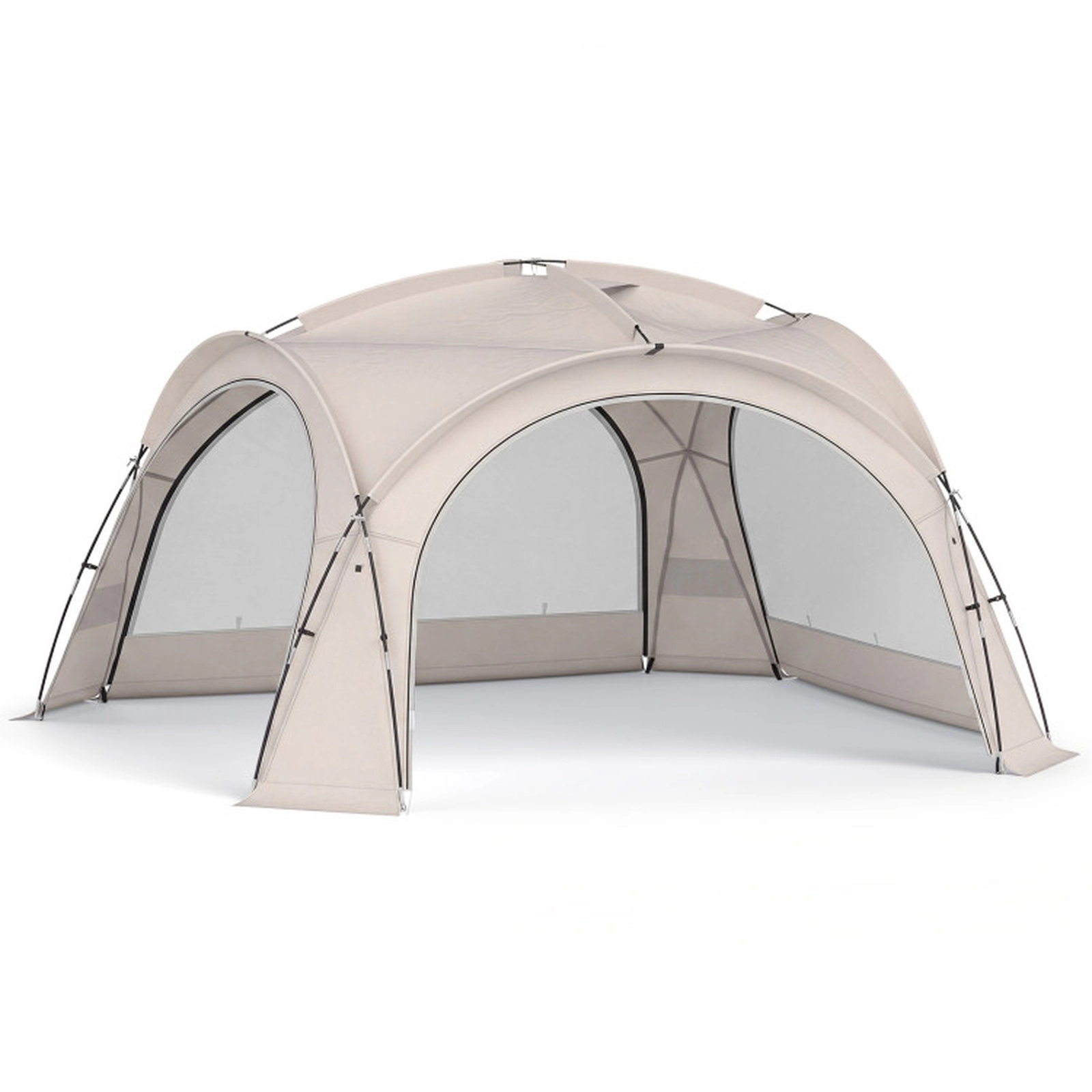 SUGIFT 12-15 Person Beige Dome Beach Canopy Tent with 4 Removable Zippered Sidewalls 13.3-ft W 13.3-ft D 7.6-ft H