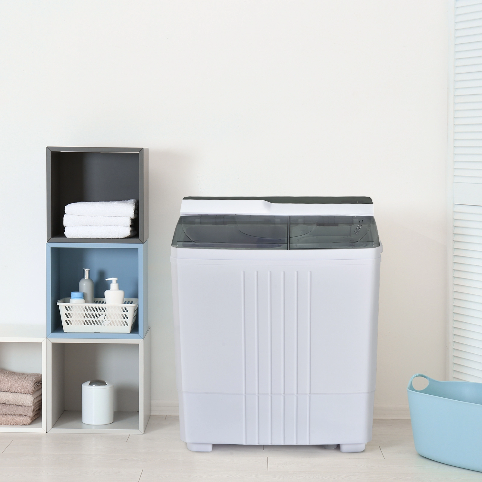 SUGIFT Gray Twin Tub Portable Washing Machine with Drain Pump and Timer Control 25-in W 15-in D 28.5-in H