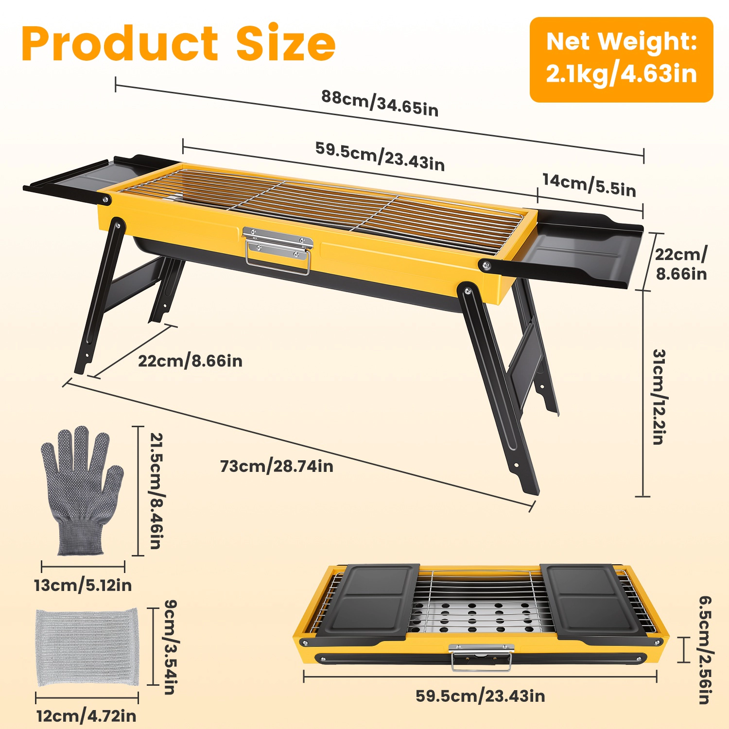 GBruno Portable Folding Charcoal Grill