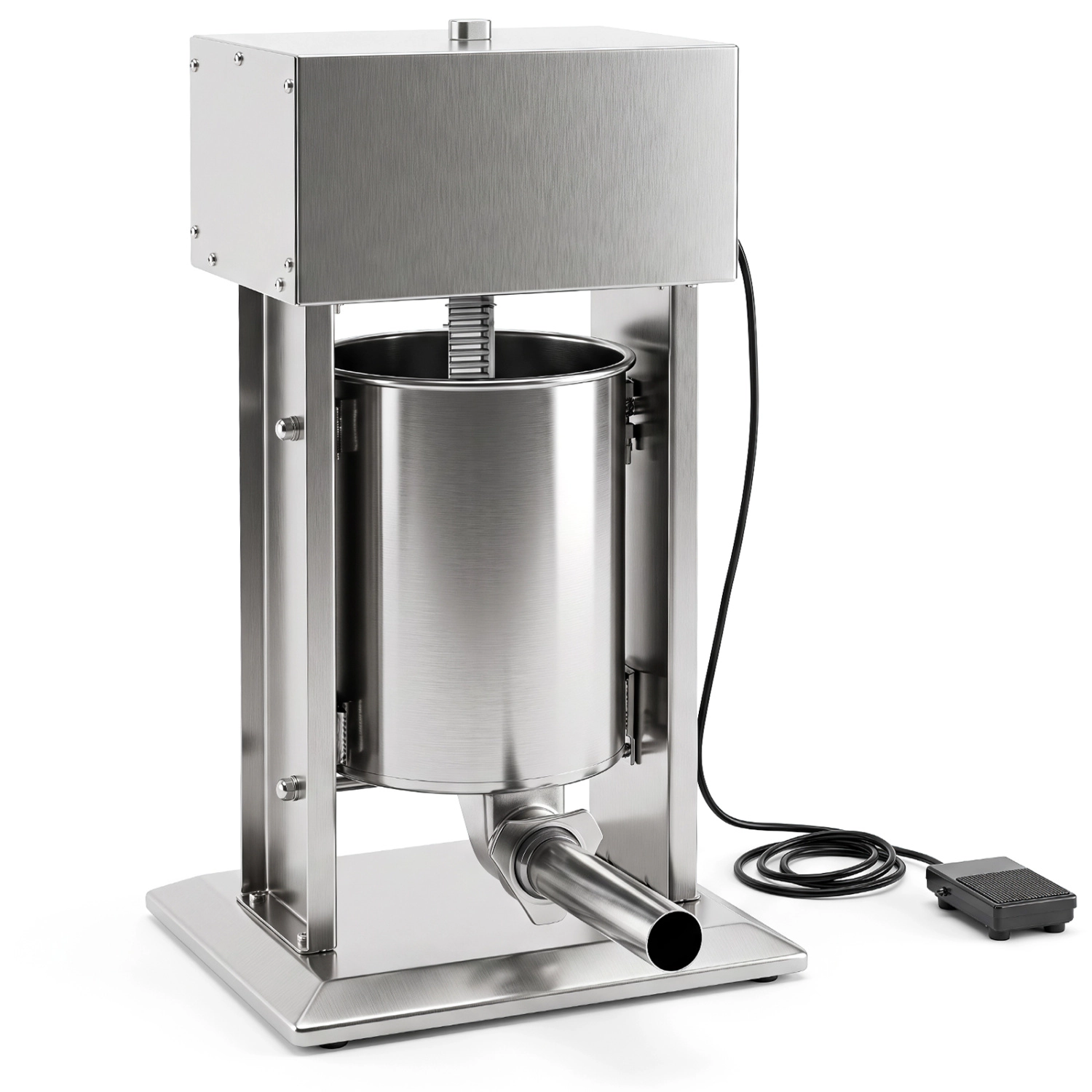 LJG 10L Electric Sausage Stuffer with 4 Stuffing Tubes Foot Pedal and Stepless Speed Control