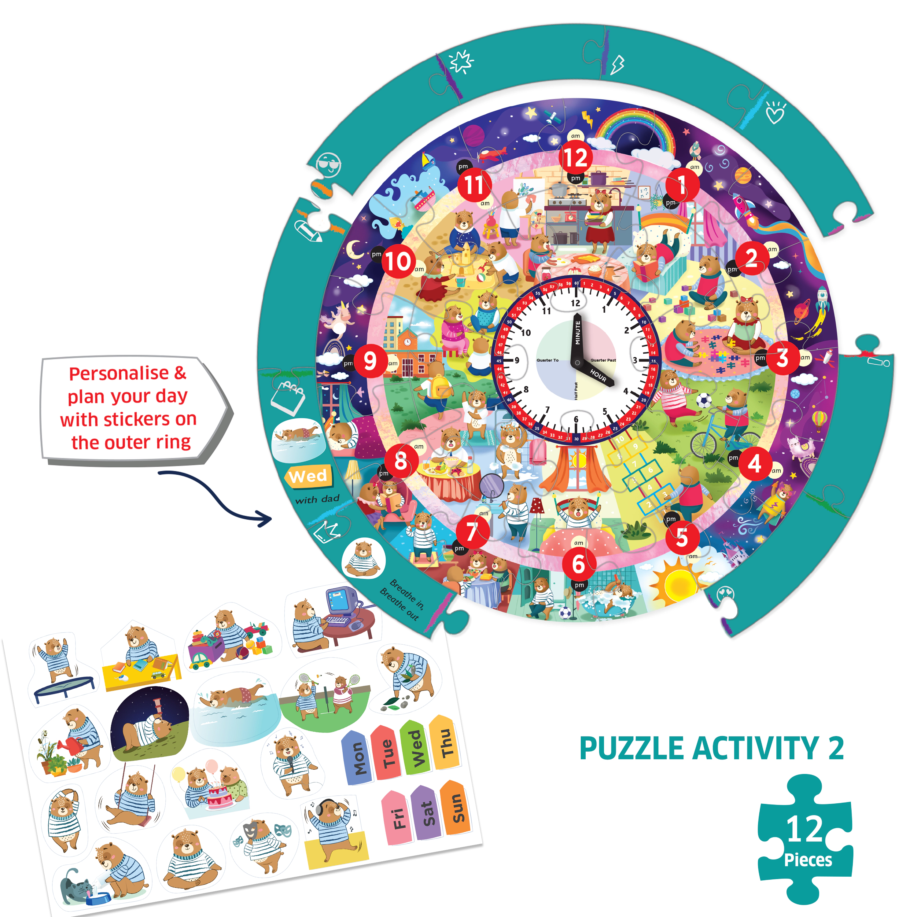 Chalk & Chuckles Busy Bear's Tell the Time Puzzle -37 pieces