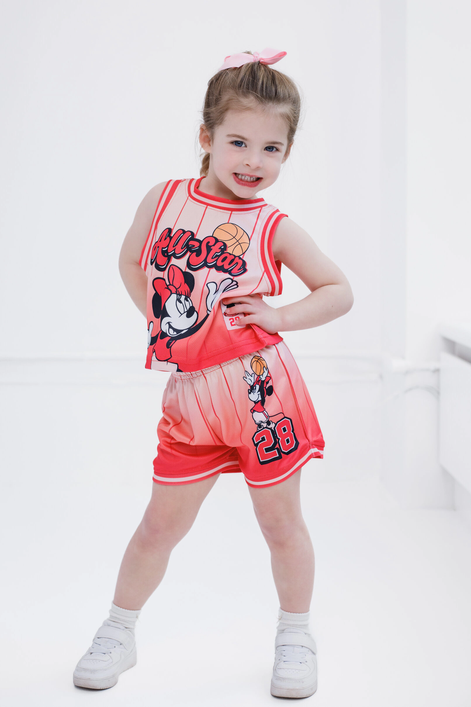 Disney Minnie Mouse Girls' 2-Piece Basketball Jersey and Shorts Set