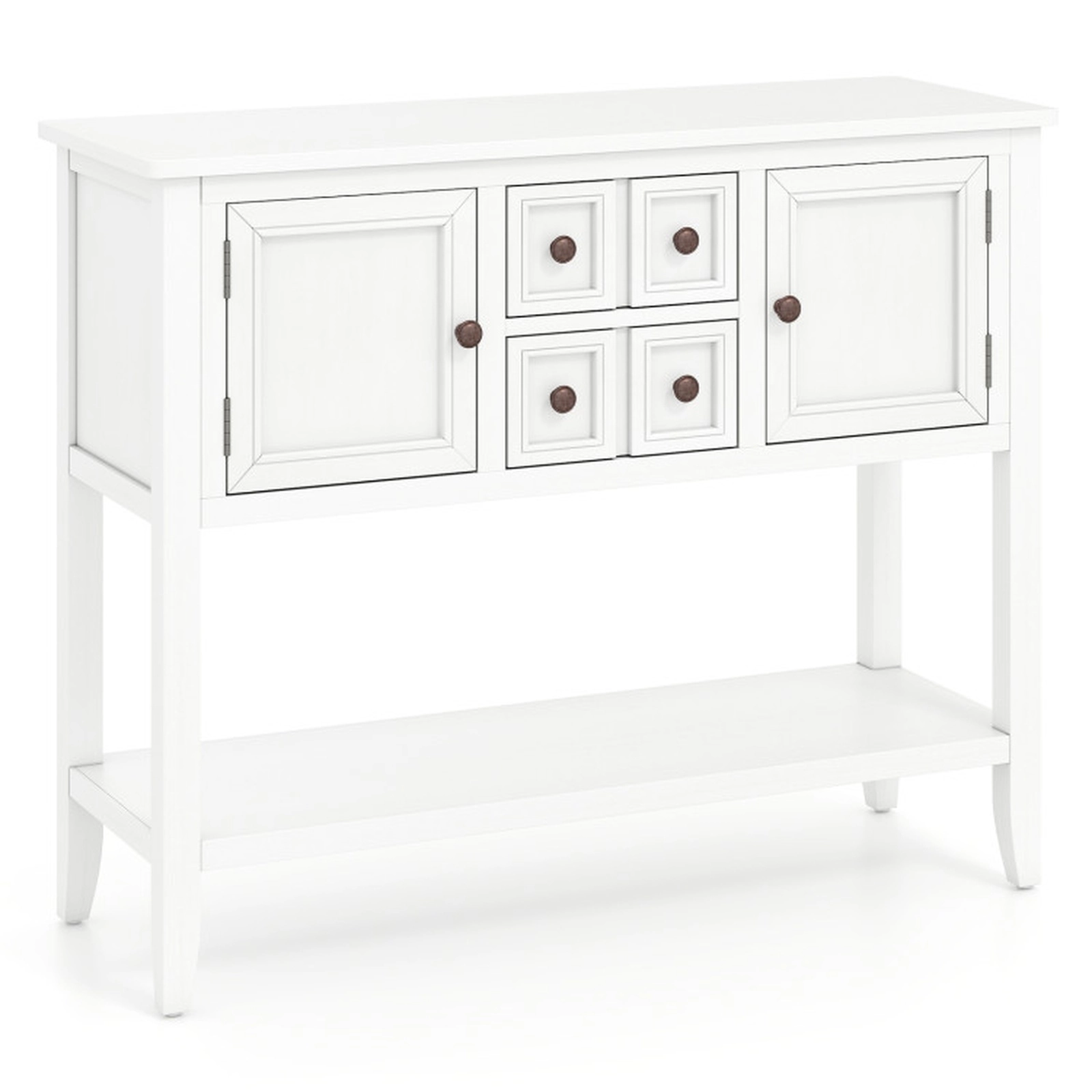SUGIFT 2-Door Solid Pine Wood 2 Drawers Bottom Shelf Sideboard Buffet 42-in x 15-in x 34-in 180-lb Capacity White