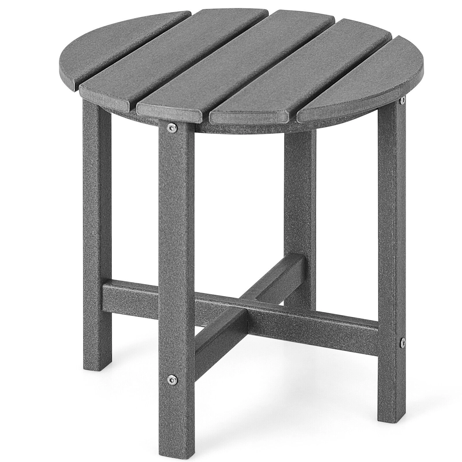 SUGIFT Gray 18-Inch Round HDPE Adirondack Side Table