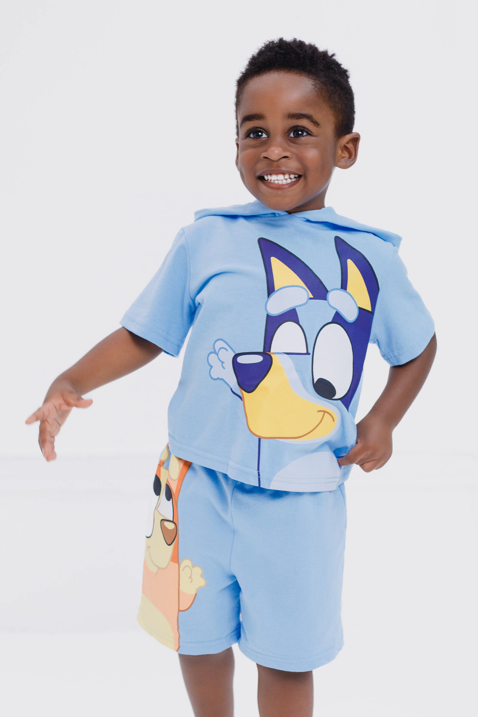 Bluey Boys' 2-Piece Hooded Tee and Shorts Set