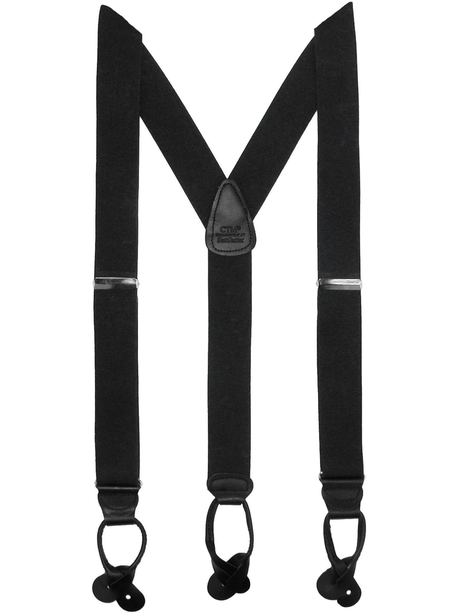 CTM® Men's Big & Tall Elastic Button End Dress Suspenders w Silver Hardware