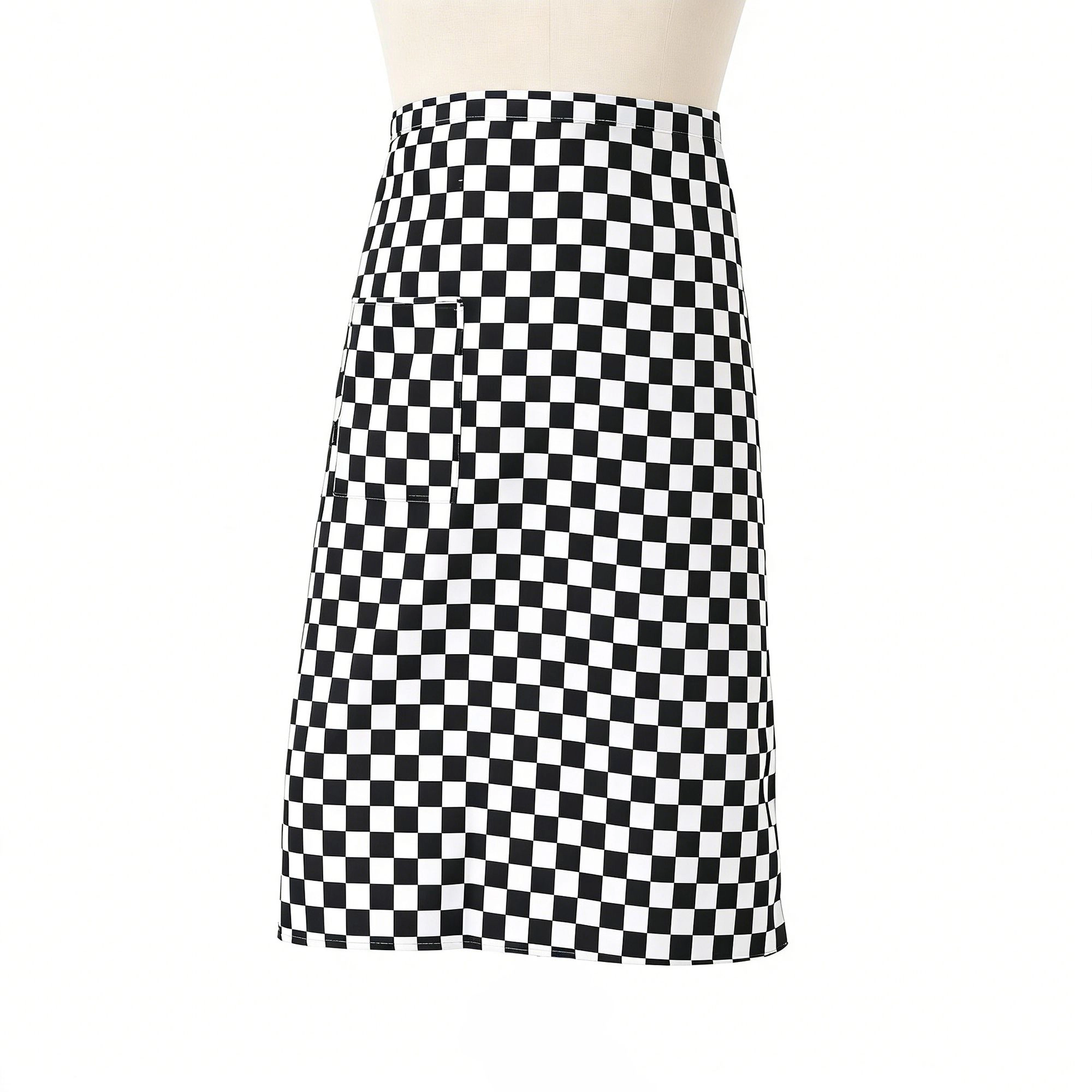 Alilang Unisex Checkered Waist Apron with Front Pocket Half Apron for Cooking Baking Serving Cleaning