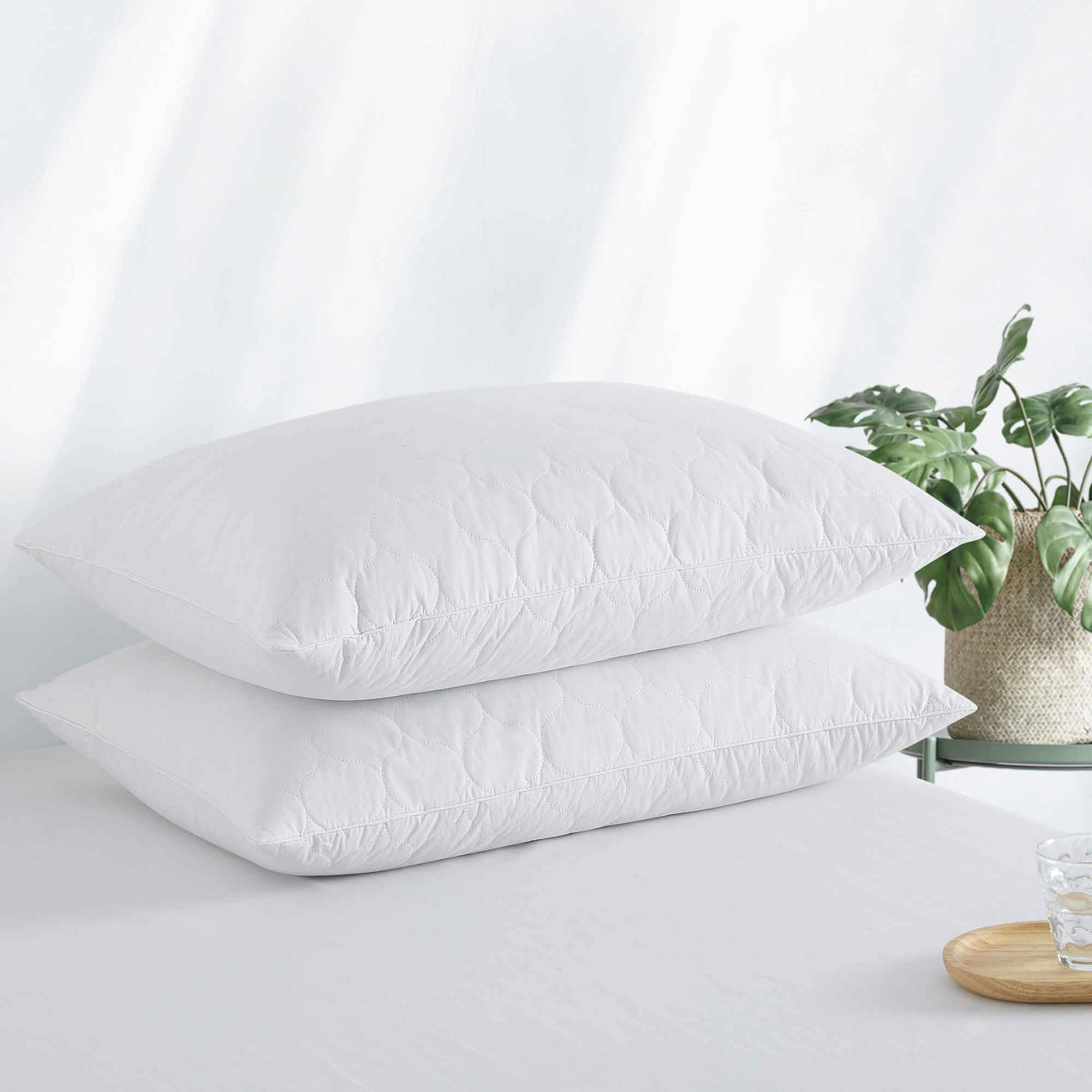 PEACENEST Gourd Quilted Goose Feather Pillow Set Soft Supportive Bed Pillows