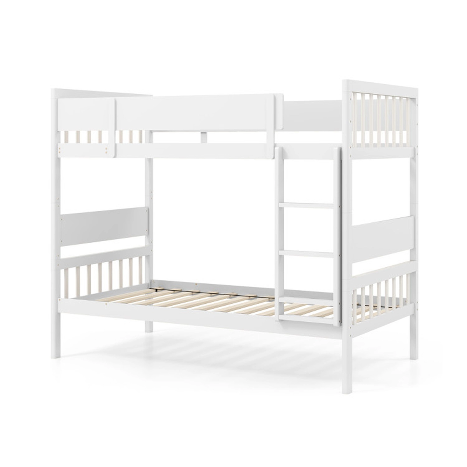SUGIFT Convertible Twin-Over-Twin Bunk Bed with Ladder and Full-Length Guardrails 240-Lb Capacity White