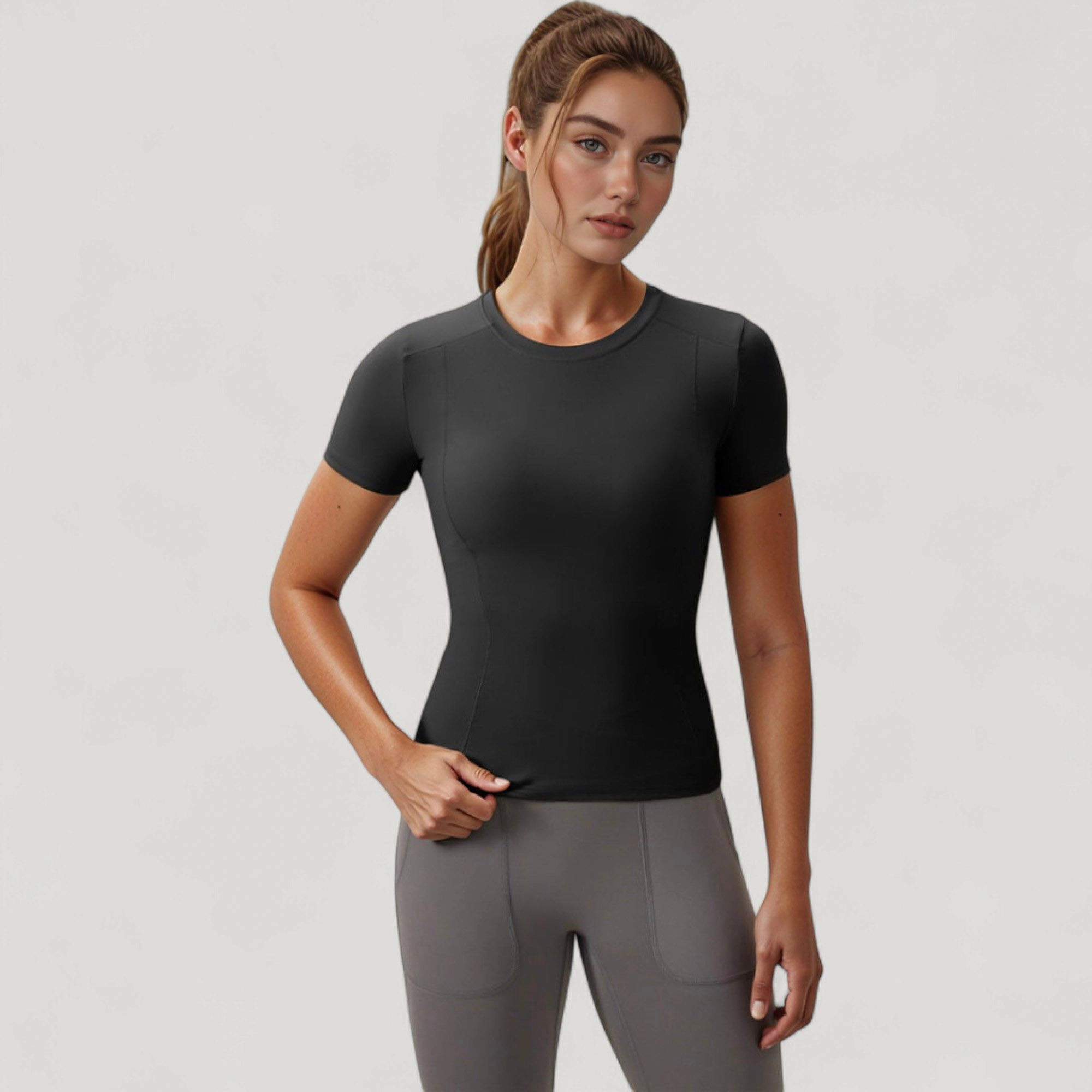 Anna-Kaci Women's Short Sleeve Performance Tee with Crew Neck and Slim Fit Stretch Fabric