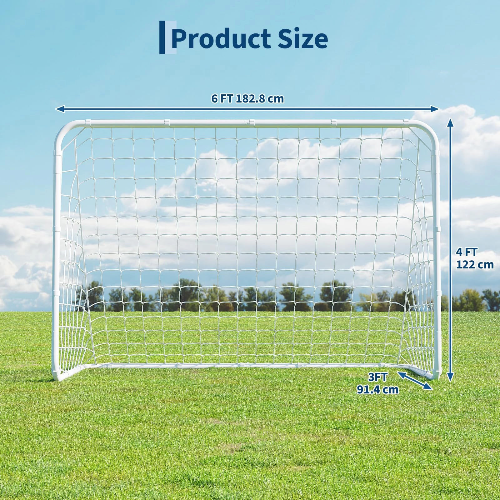 6x4 FT Kids Soccer Goal Set with Portable Training Net, Foldable Backyard Soccer Goal with Ball & Storage Bag