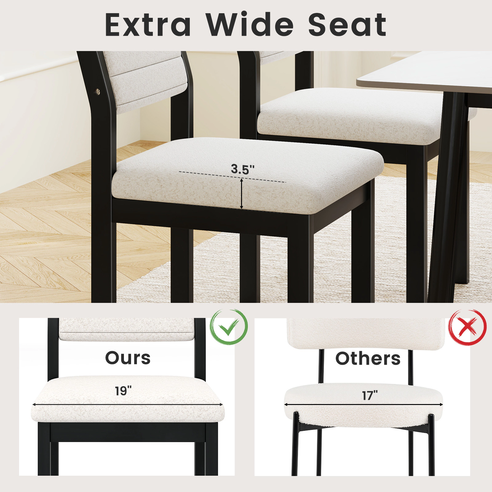 SUGIFT Set of 2 White Sherpa Upholstered Armless Dining Chairs with Wood Frame 21-in W 31.5-in H 330-lb Per Chair