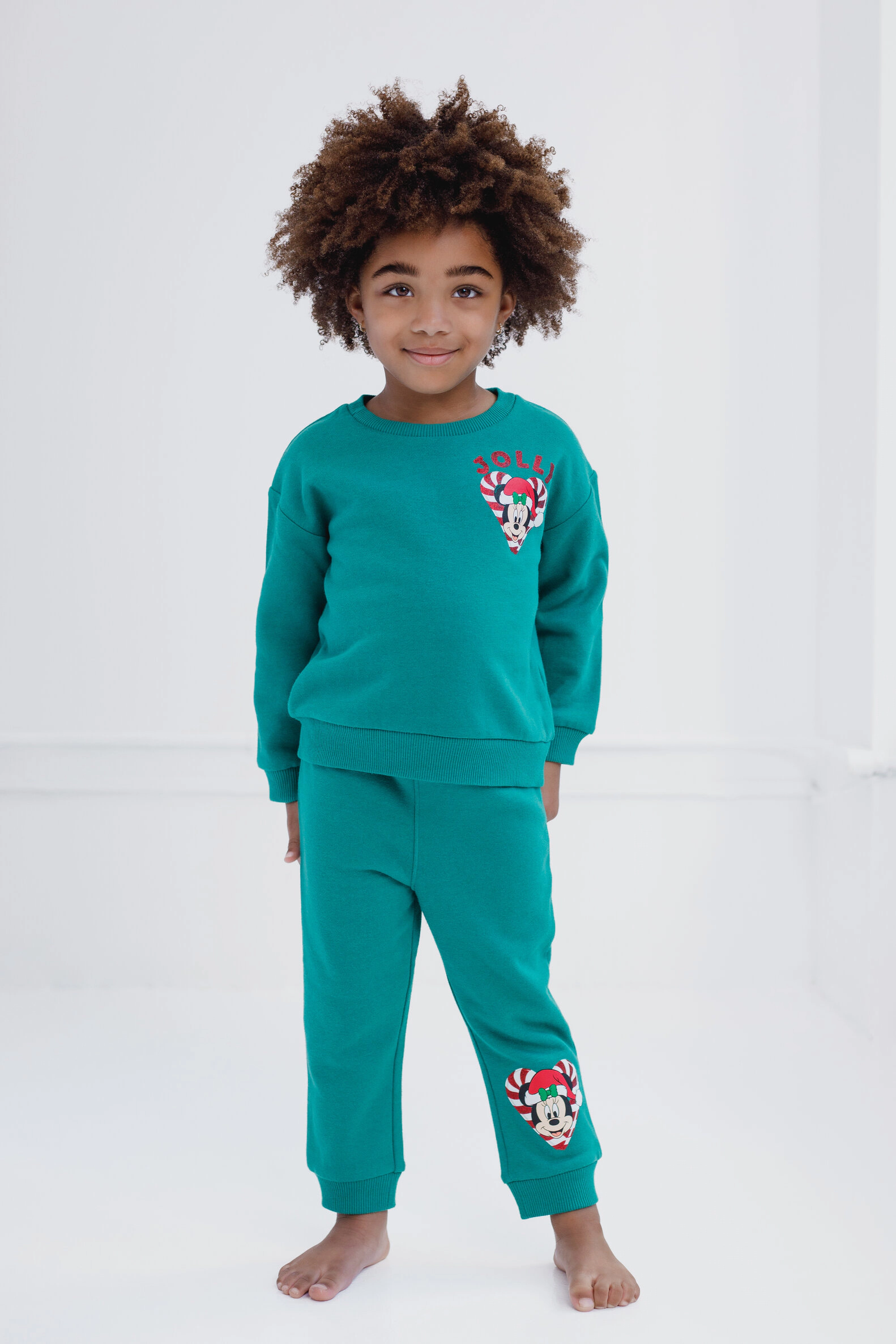 Disney Minnie Mouse Little Girls' Holiday 2-Piece Sweatshirt and Joggers Set