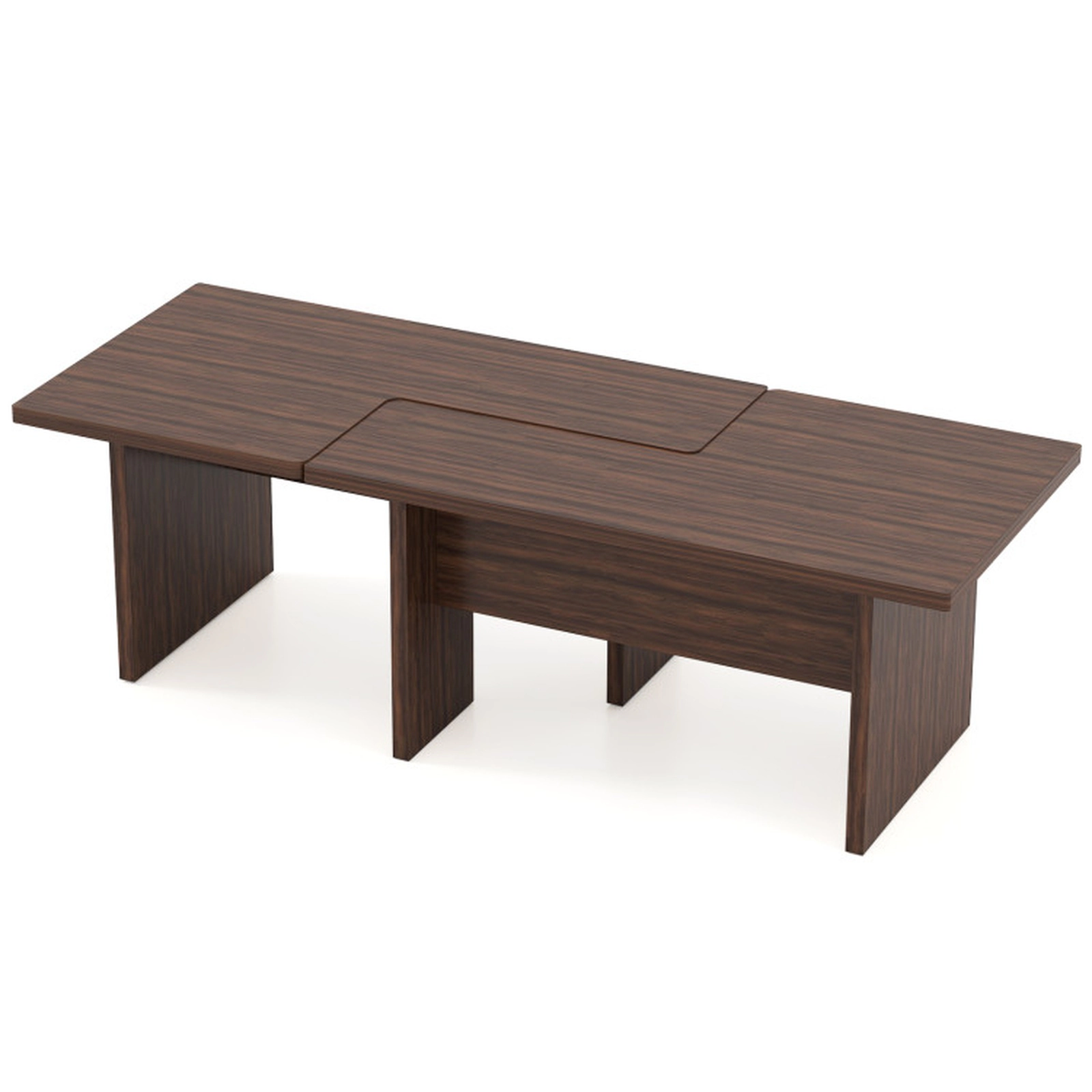 SUGIFT Set of 2 Modular L-Shaped Coffee Tables, Walnut, 35.5 in