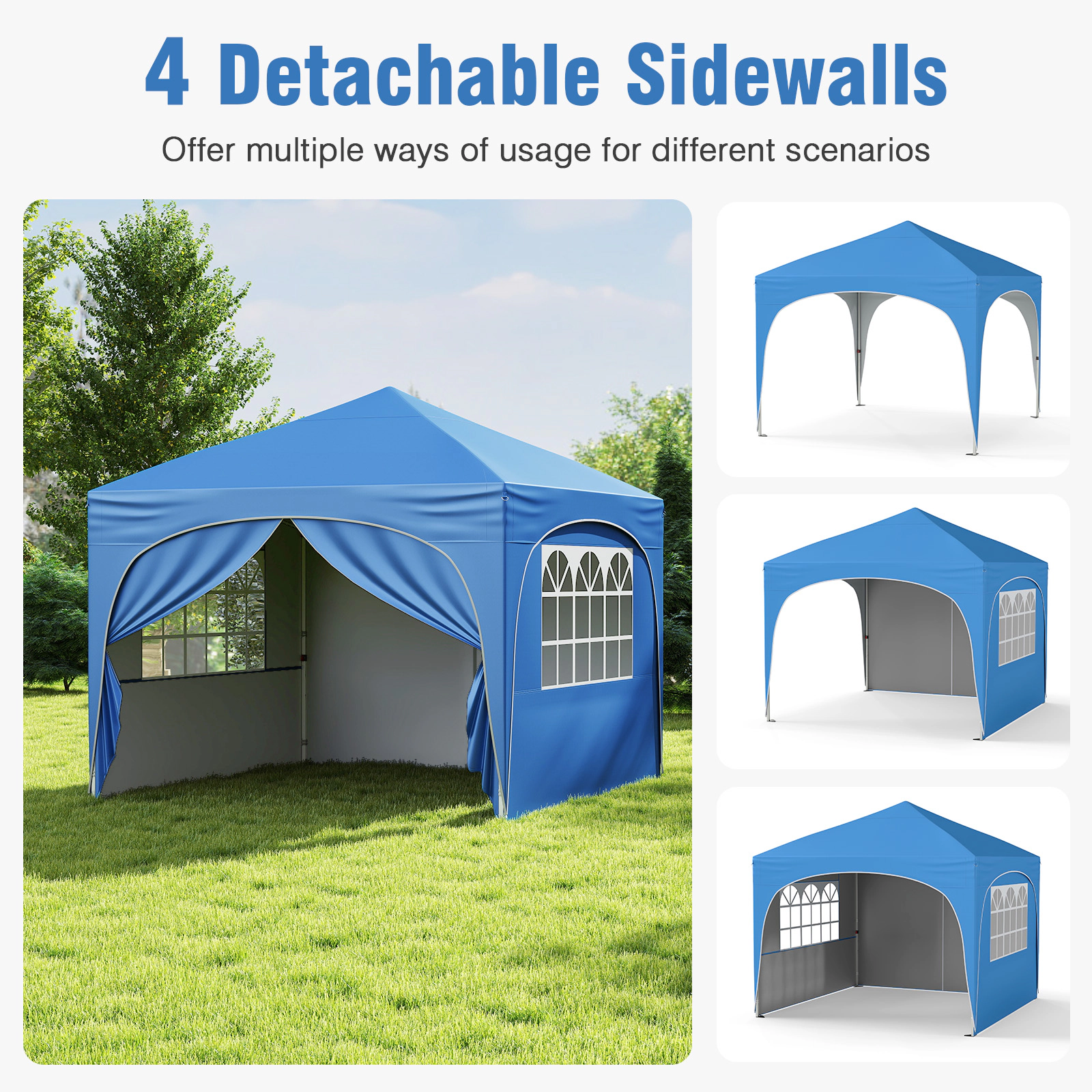 LJG 10 x FT Pop up Canopy Tent with 4 Removable Sidewall