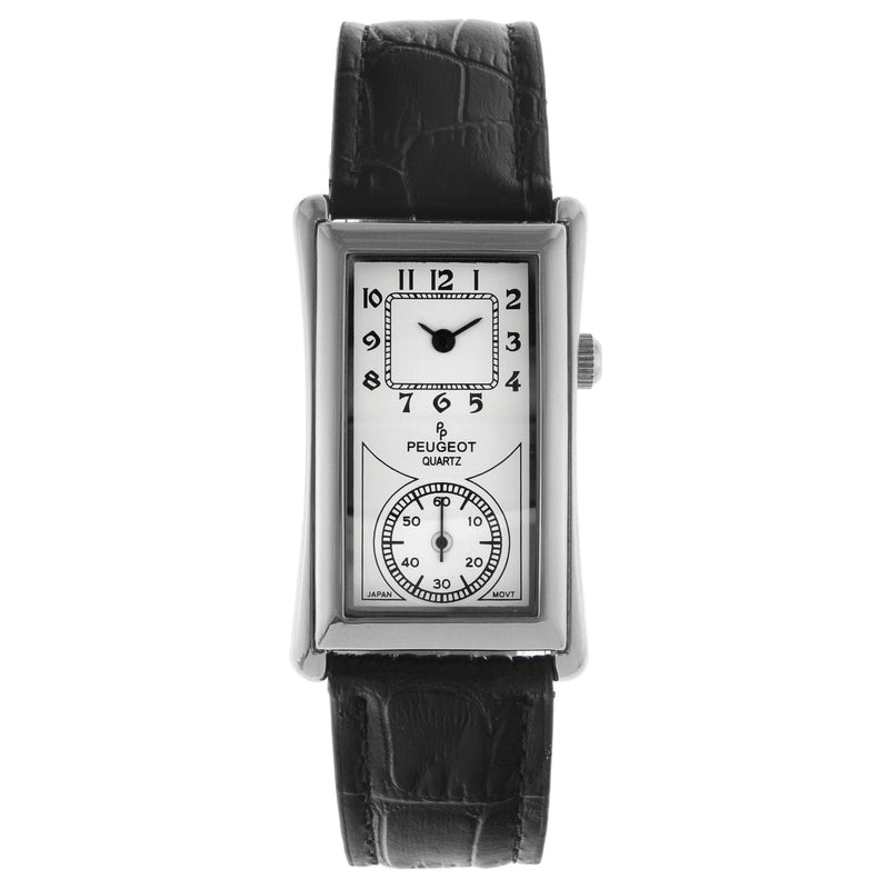 Peugeot Men's 40x24 mm Silver Large Remote Sweep Leather Strap watch