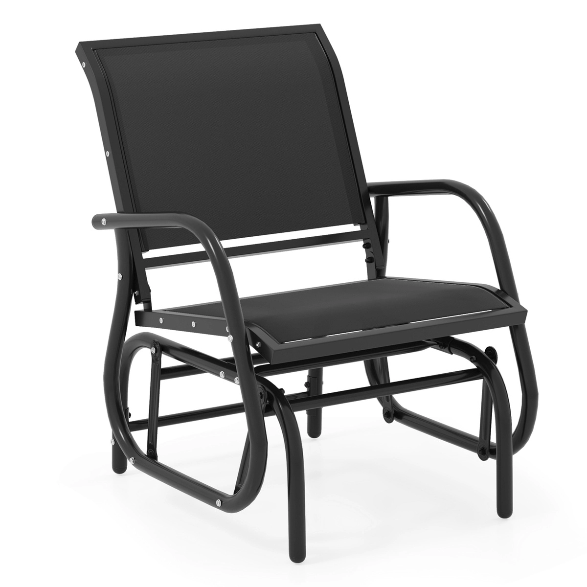 SUGIFT Powder-Coated Steel Outdoor Swing Glider Rocking Chair 34-in Backrest 330-lb Capacity 25 x 29 x 34-in Black