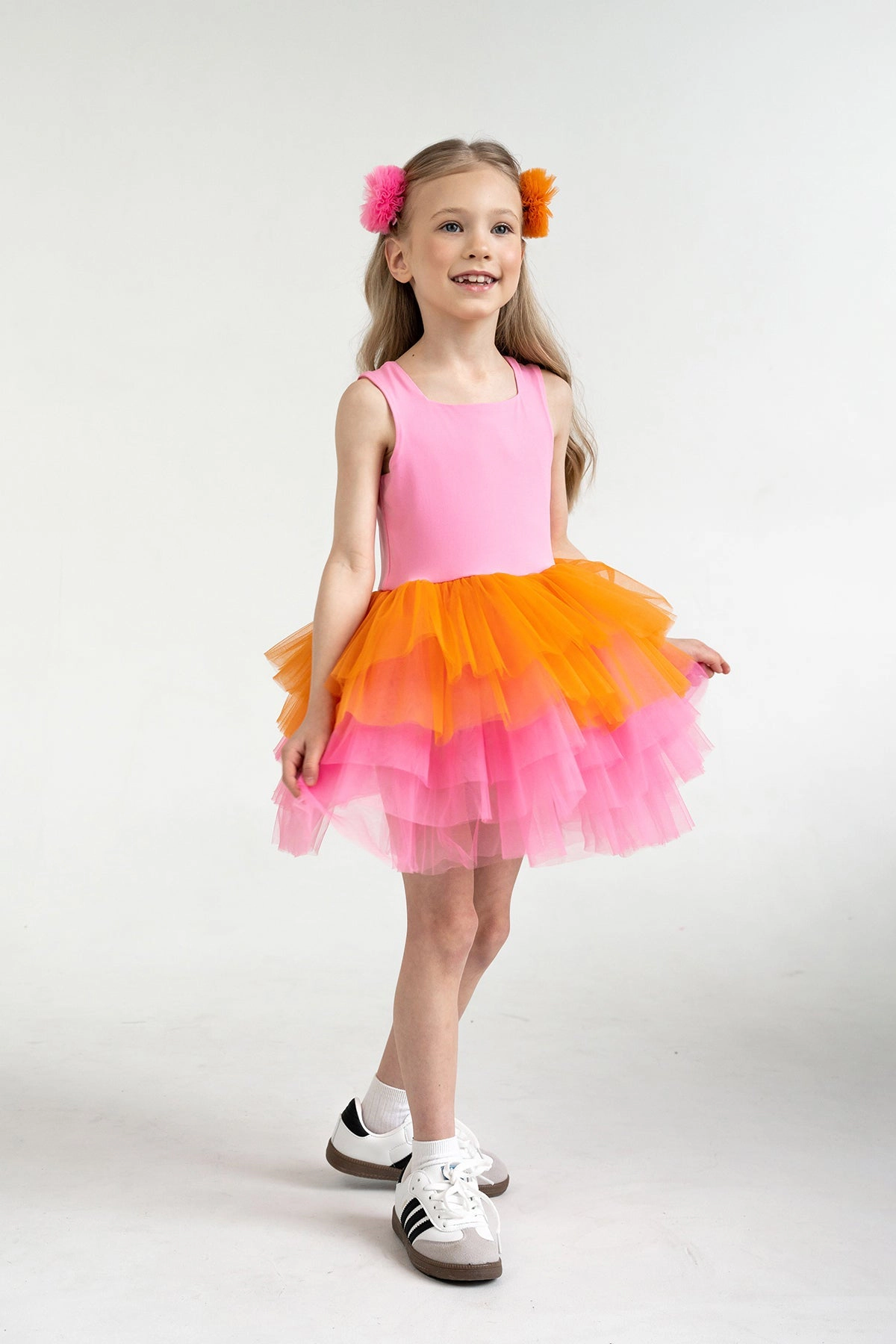 Mini Celebrities Girls Coral Peony Tutu Dress