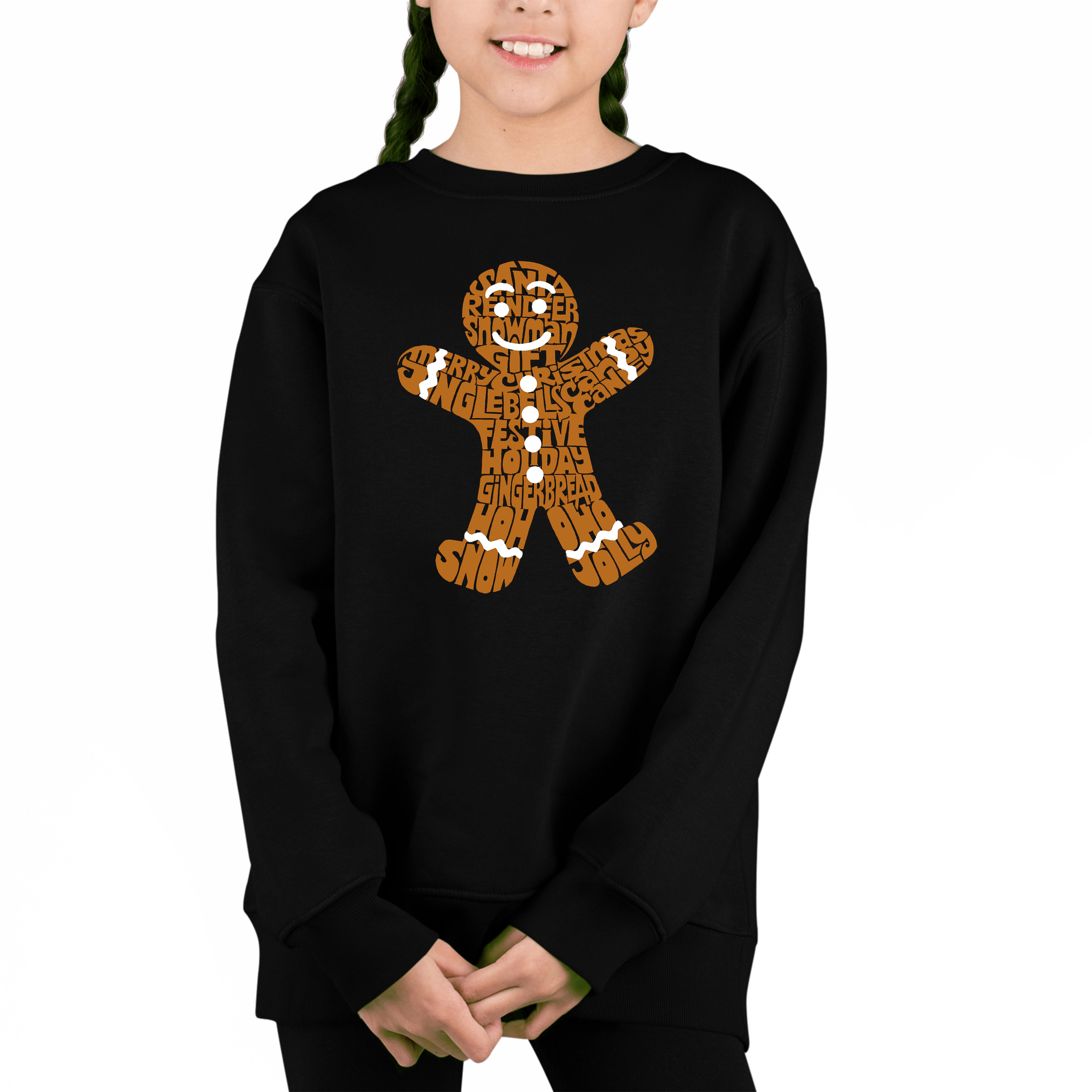 LA Pop Art Girl's Word Sweatshirt - Gingerbread