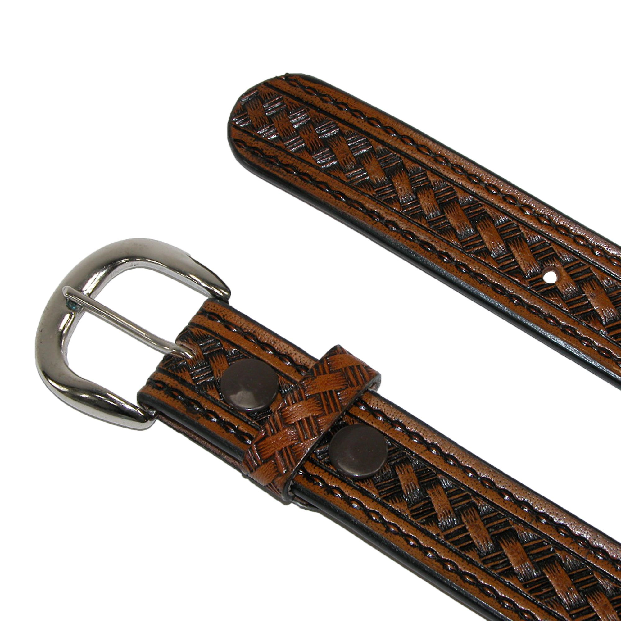 CTM Men's Leather Removable Buckle Belts (Pack of 2)