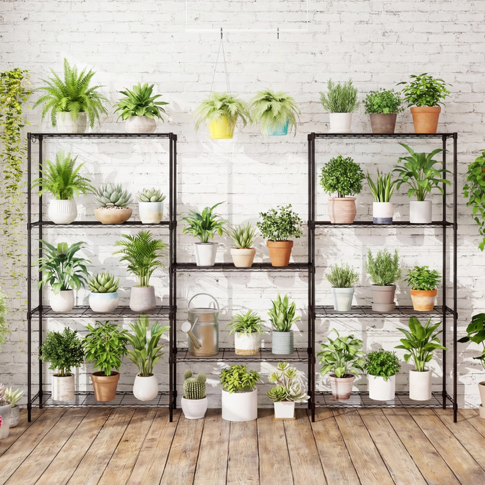 SUGIFT Set of 2 5-Tier 1250-lb Capacity Metal Utility Storage Shelves with Adjustable V-Shaped Racks