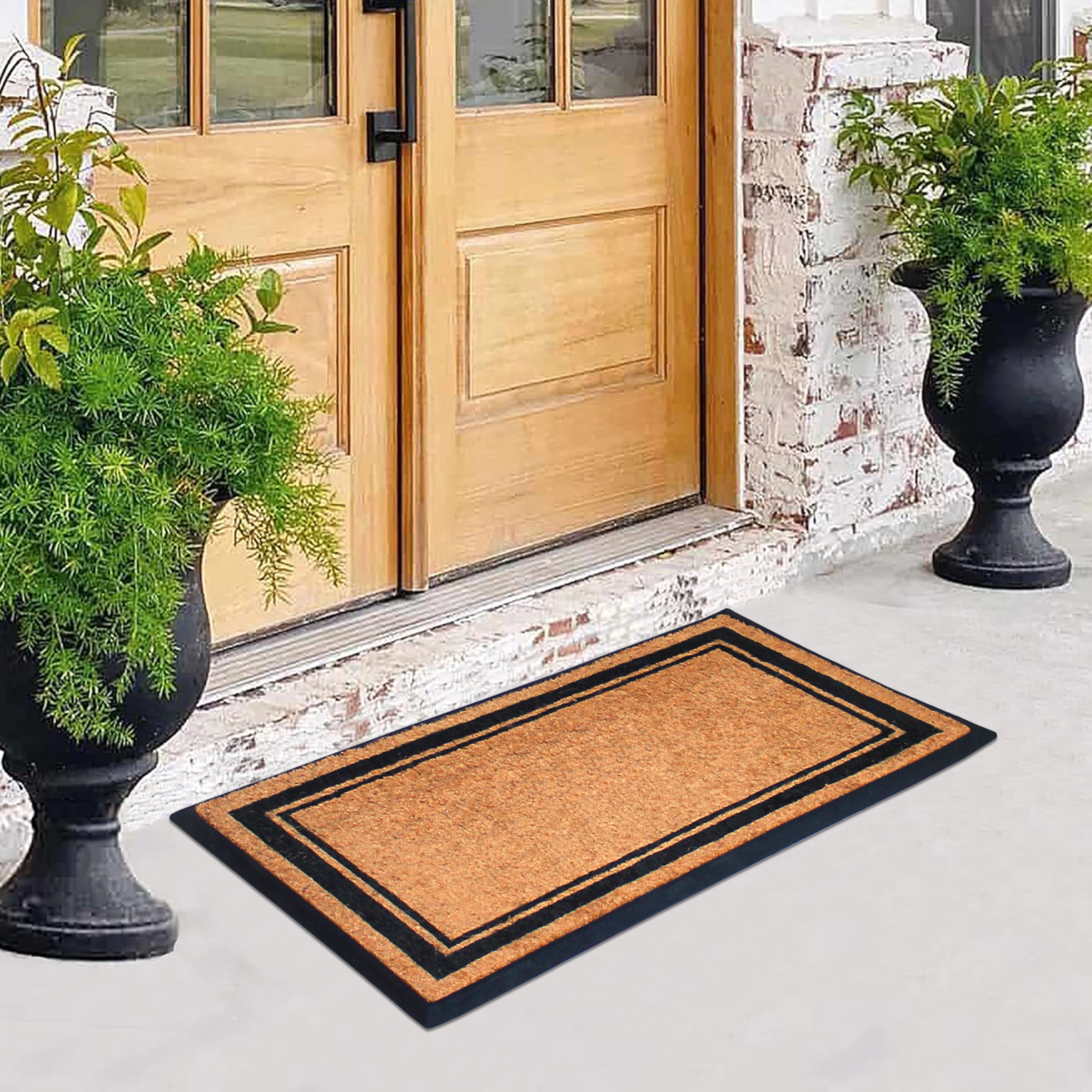 A1HC Coir and Rubber Door Mat 30x48 Inches Anti-Shed Fade-Resistant Heavy Duty Plain Border Black