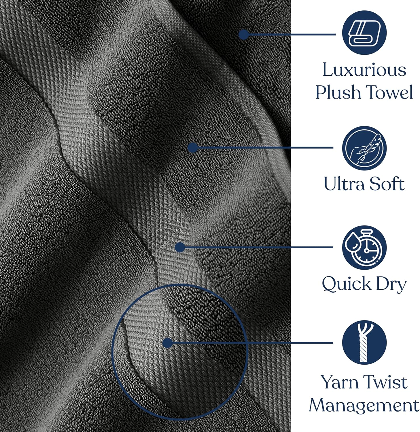 Delara Organic Cotton Luxuriously Plush Towels GOTS and Oeko-TEX Certified Feather Touch Technology Towel Set 6 Piece