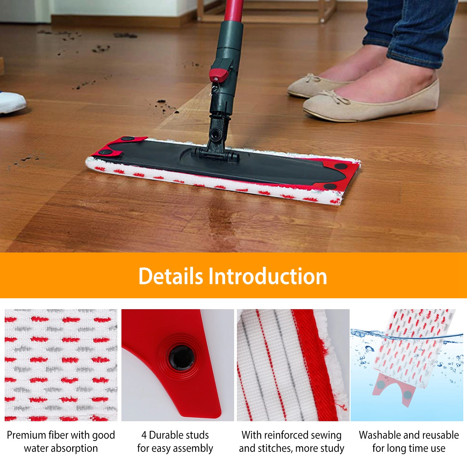 GBruno Washable Fiber Floor Mop Pads For Vileda
