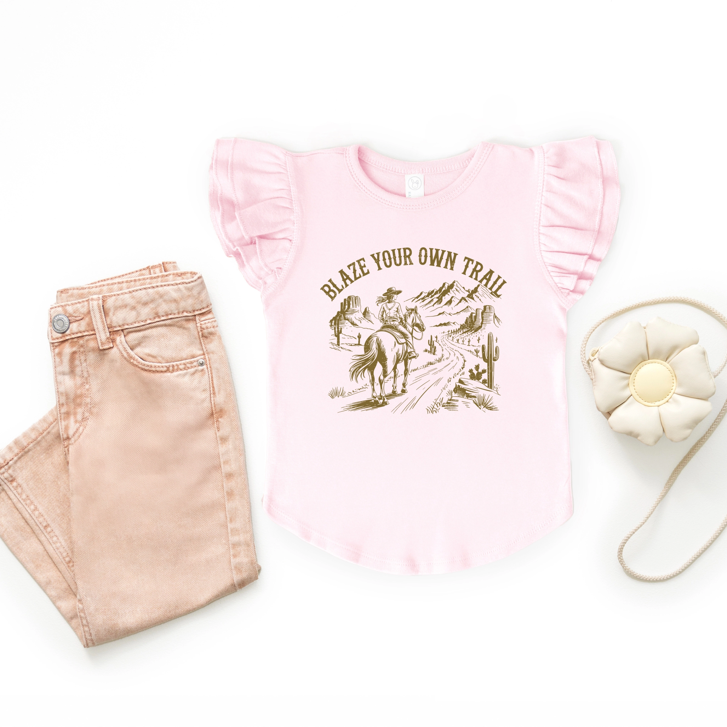 The Juniper Shop - Blaze Your Own Trail Cowgirl Flutter Sleeve Graphic T-Shirt