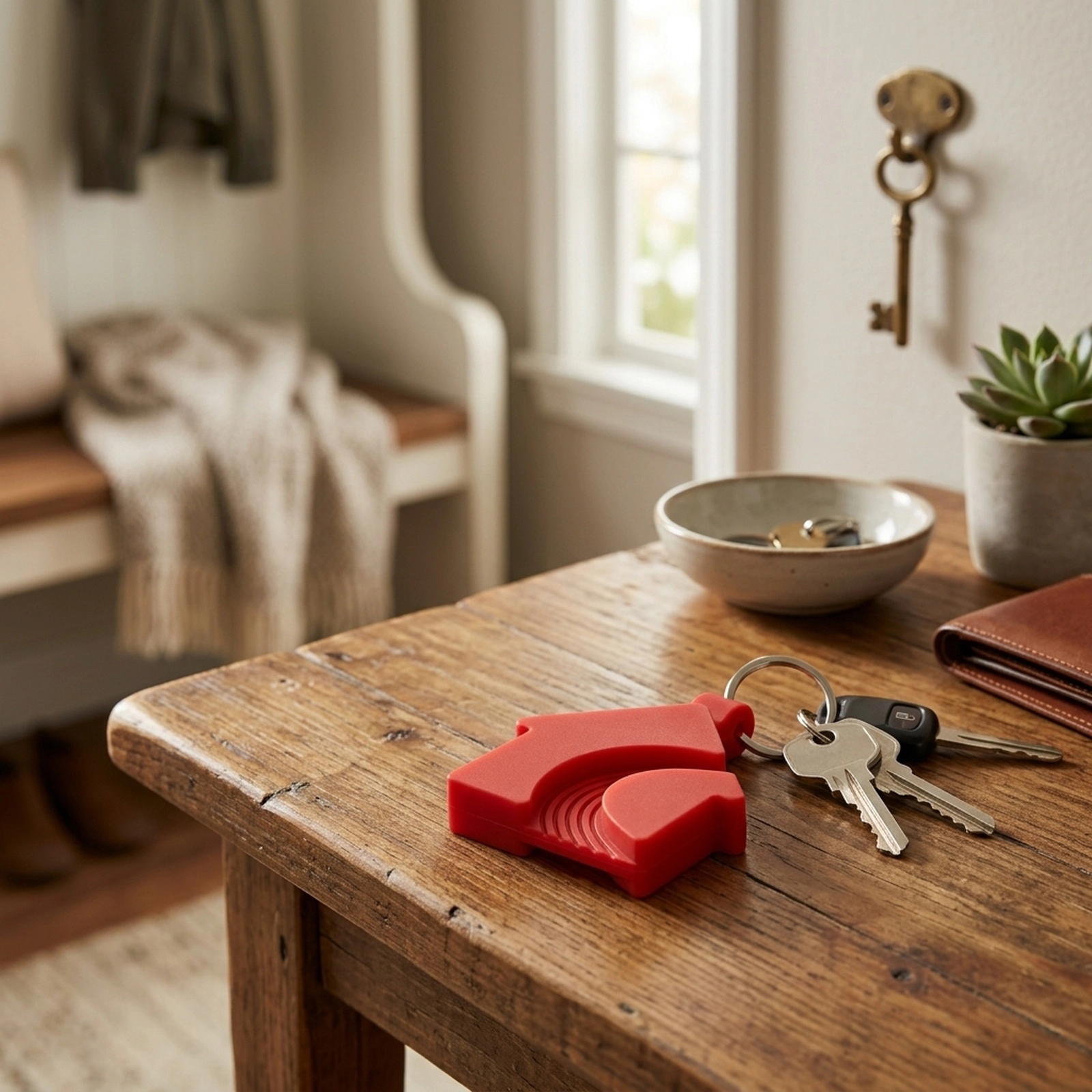 SUGIFT Red House-Shaped Soft Silicone Keychain with Key Ring and Bag Charm for Keys Purses and Backpacks