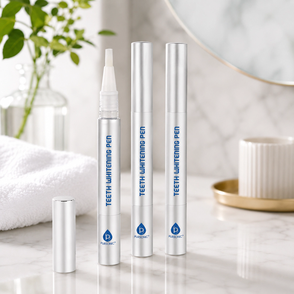 Pursonic Unisex Teeth Whitening Pen | Brightens & Whitens Teeth Instantly, 3-Pack, Enamel Safe, No Sensitivity