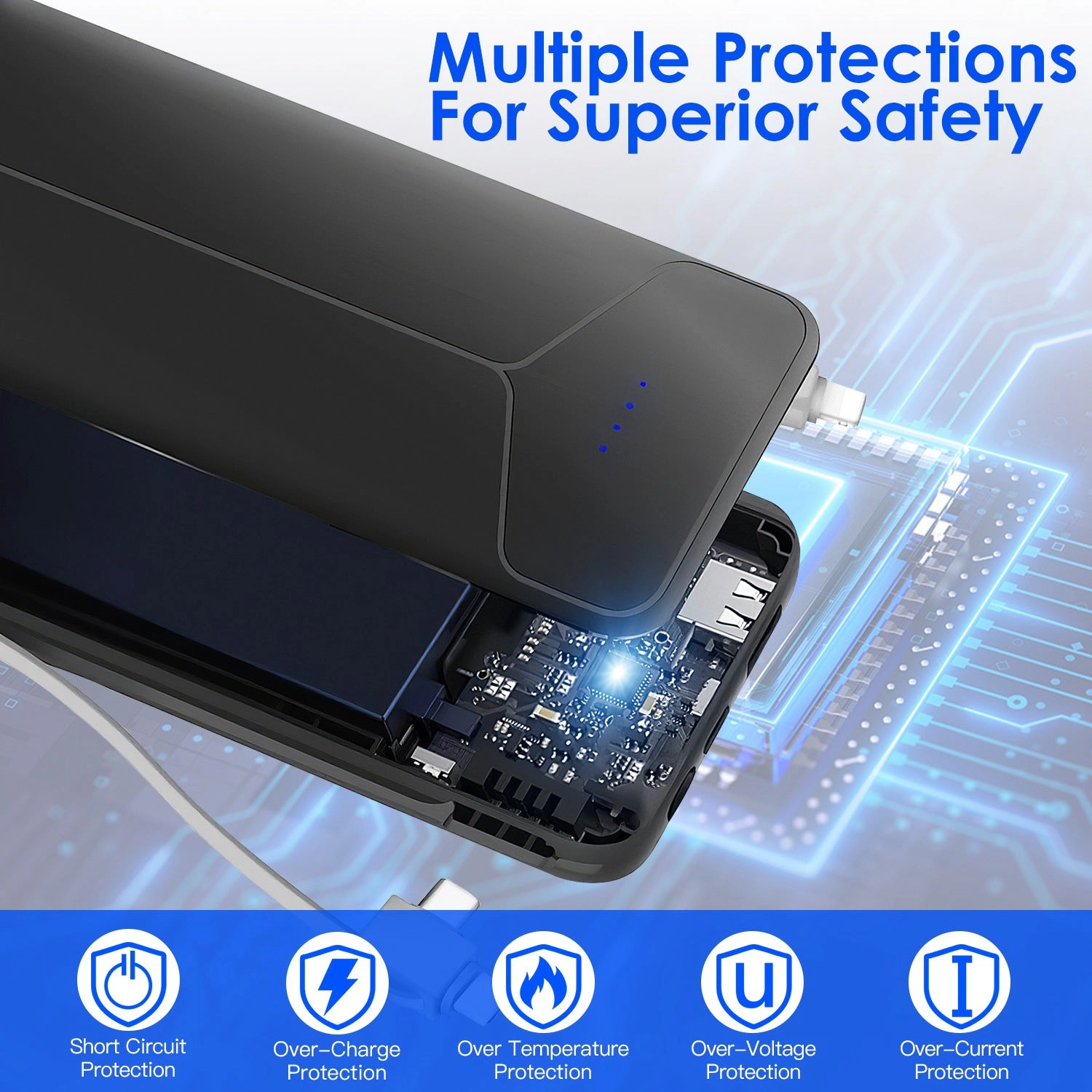 GBruno 3-in-1 10000mAh Portable Charger Power Bank