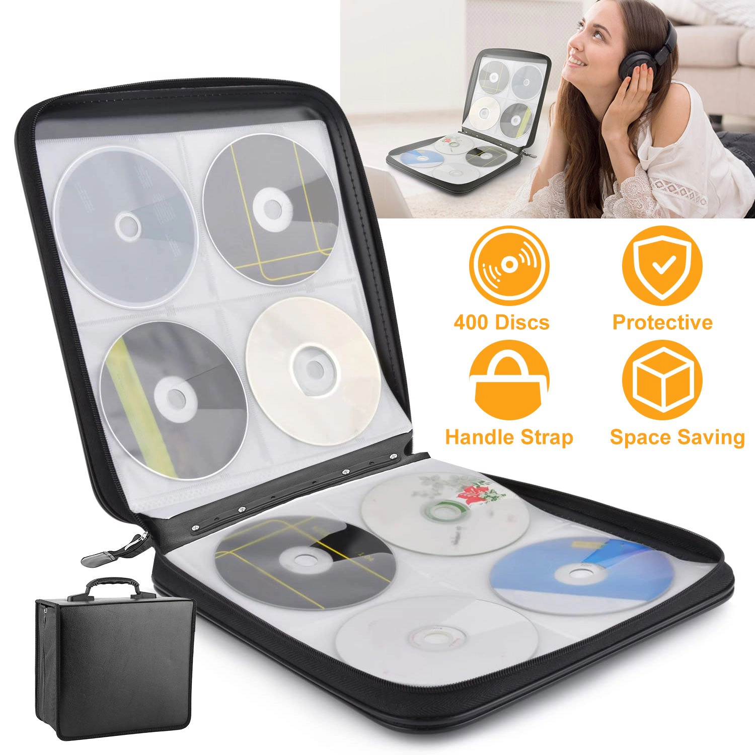 GBruno 400-Disc CD DVD Storage Case With Handle