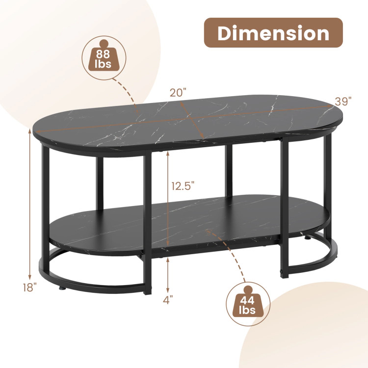 Hivvago Stylish Coffee Table with Marble Finish and Accessible Storage Shelf