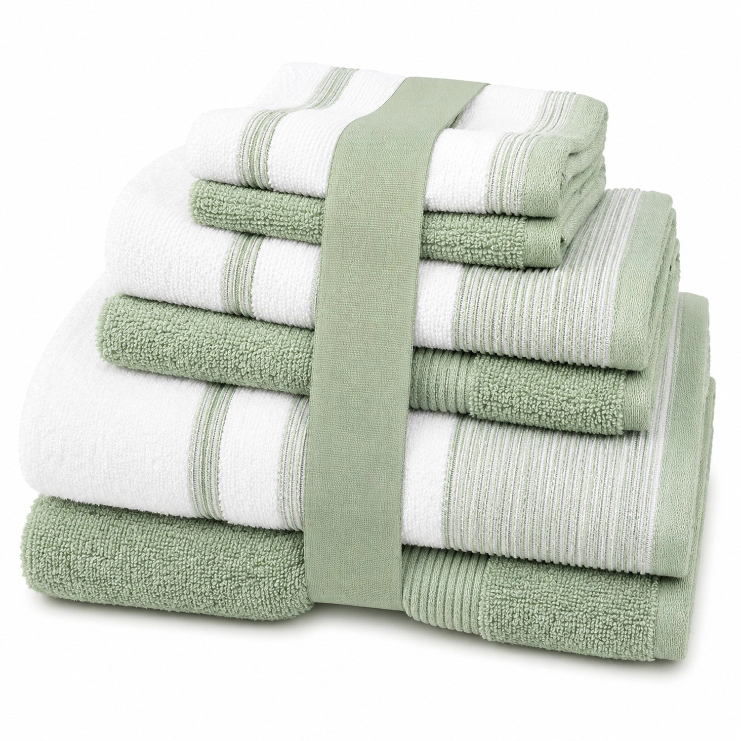 Plazatex Two Tone Zero Twist 100% Cotton Soft & Absorbent 6 Piece Bathroom Towel Set