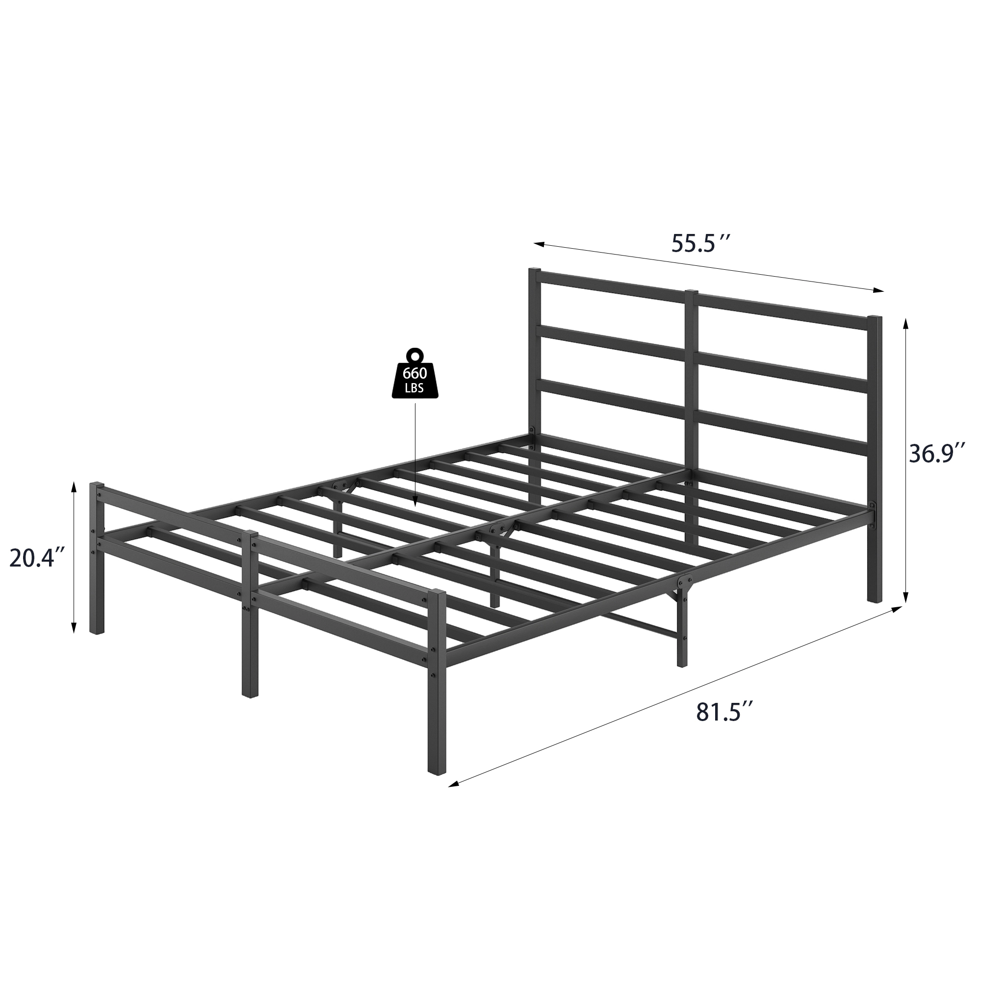 Flynama Full Metal Platform Bed Frame with Headboard, No Box Spring Needed