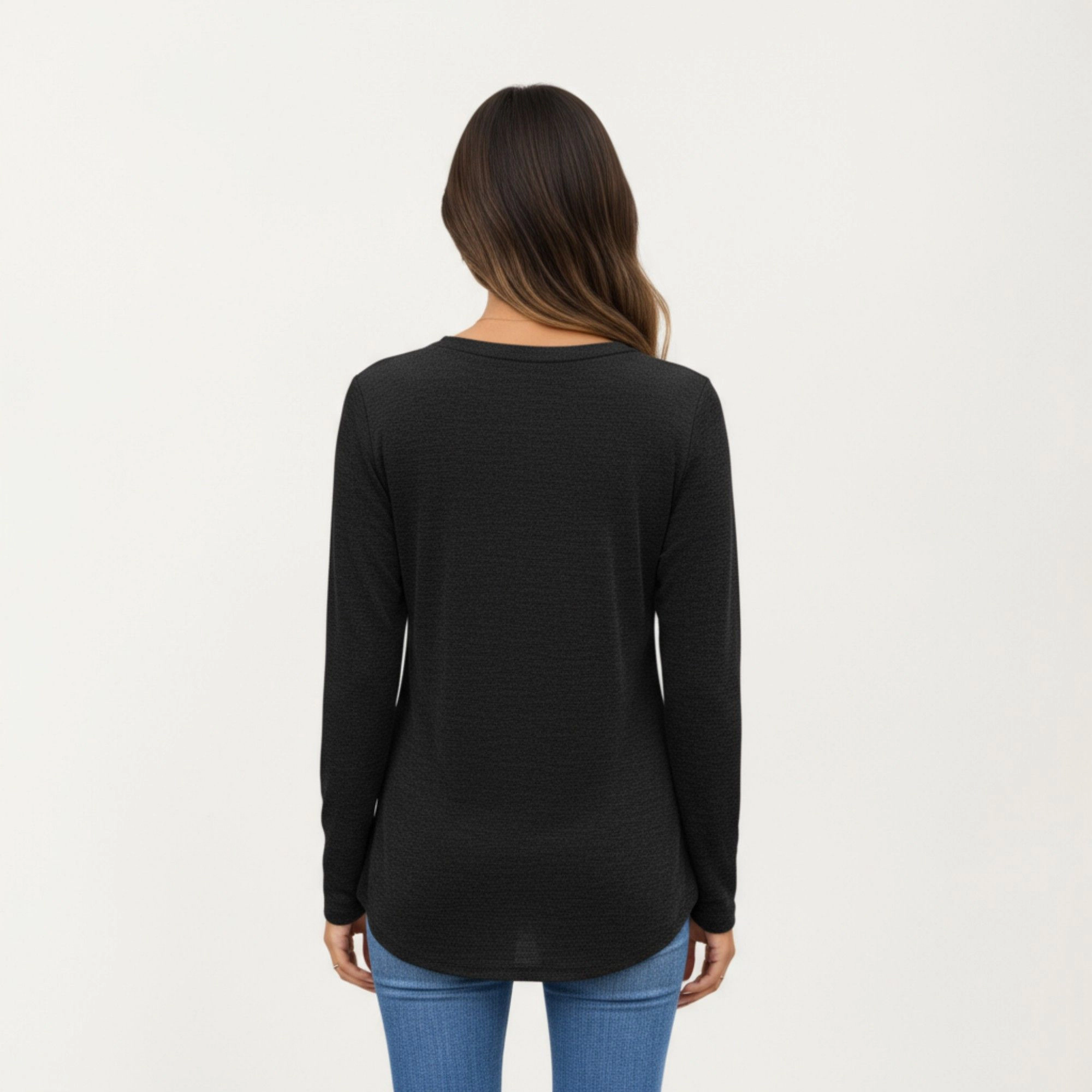 Anna-Kaci Women's V-Neck Front Pleat Relaxed Fit Long Sleeve Top