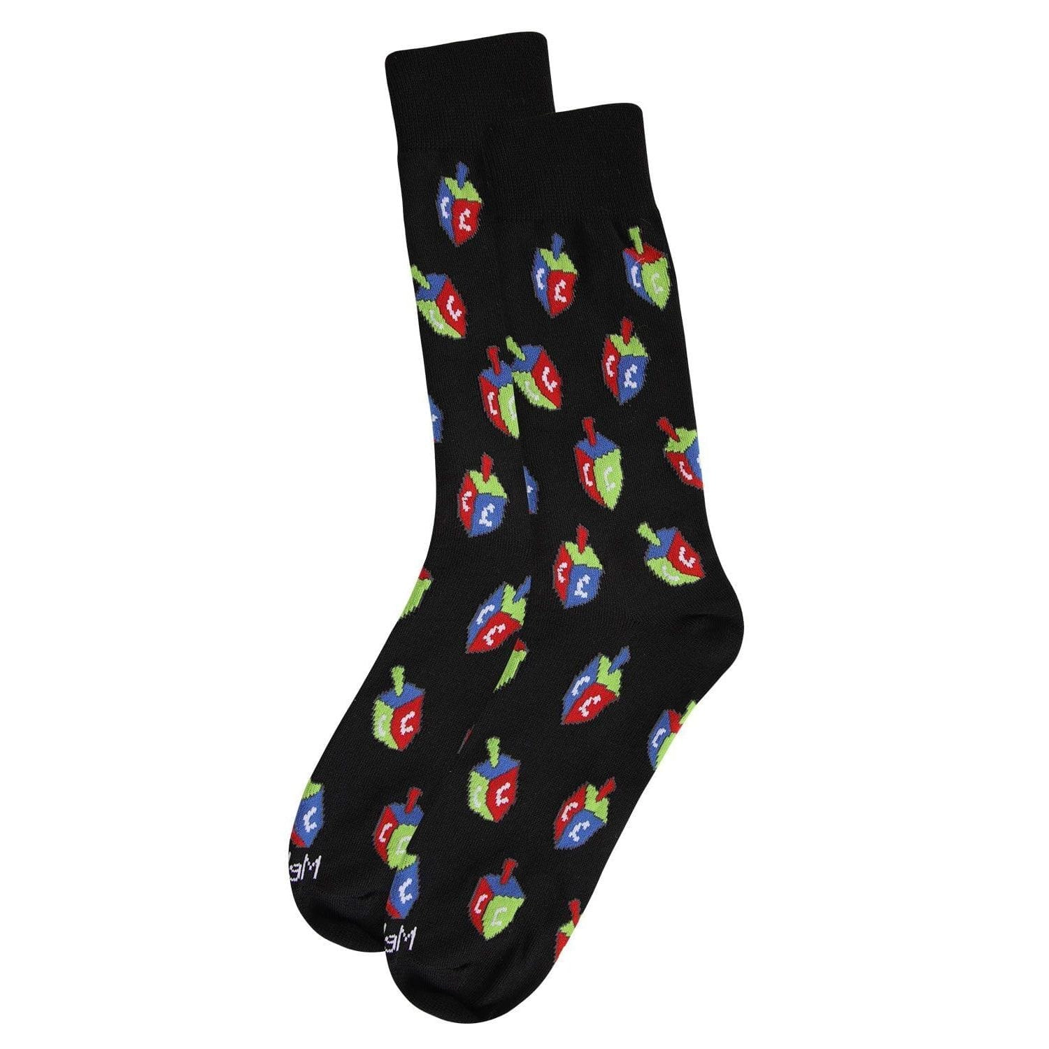 MeMoi Men's Colorful Hanukkah Dreidel Novelty Crew Socks