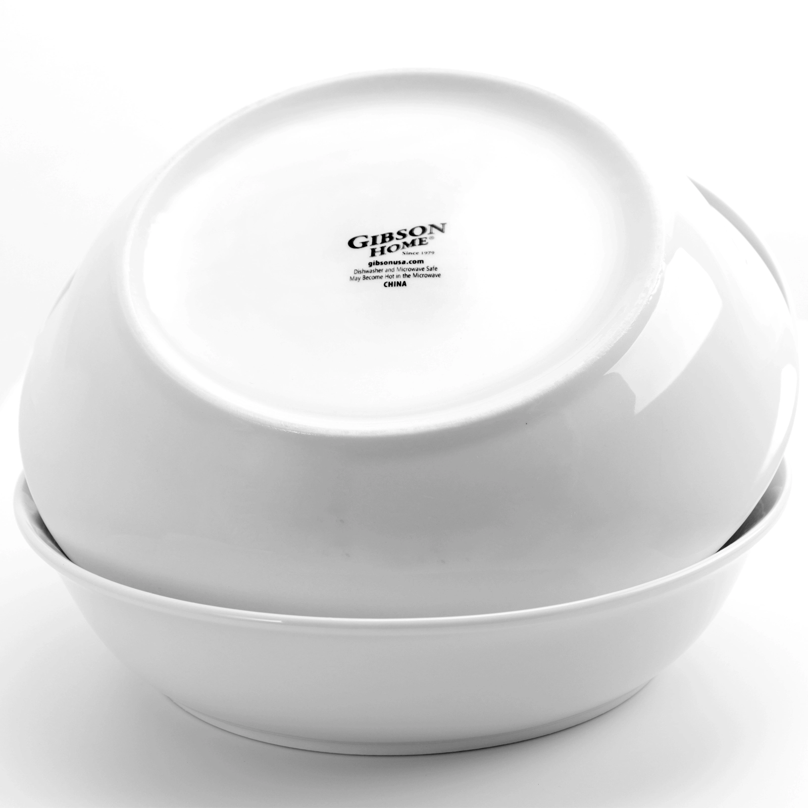 Gibson Home Wide 8.75 in. Stoneware Dinner and Serving Bowls in White, Set of 4
