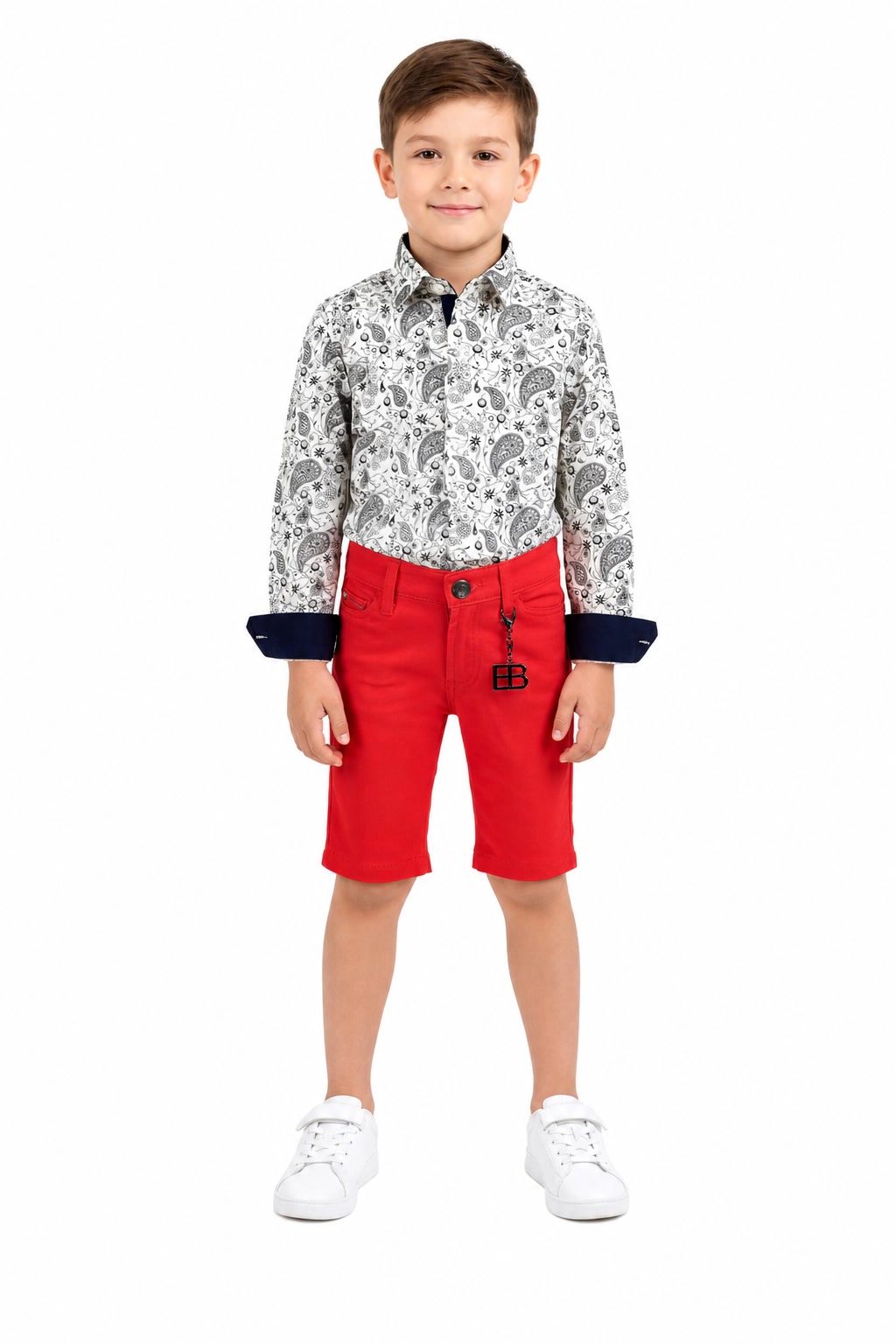 Elie Balleh Boys Slim Fit Cotton Twill Short Pants